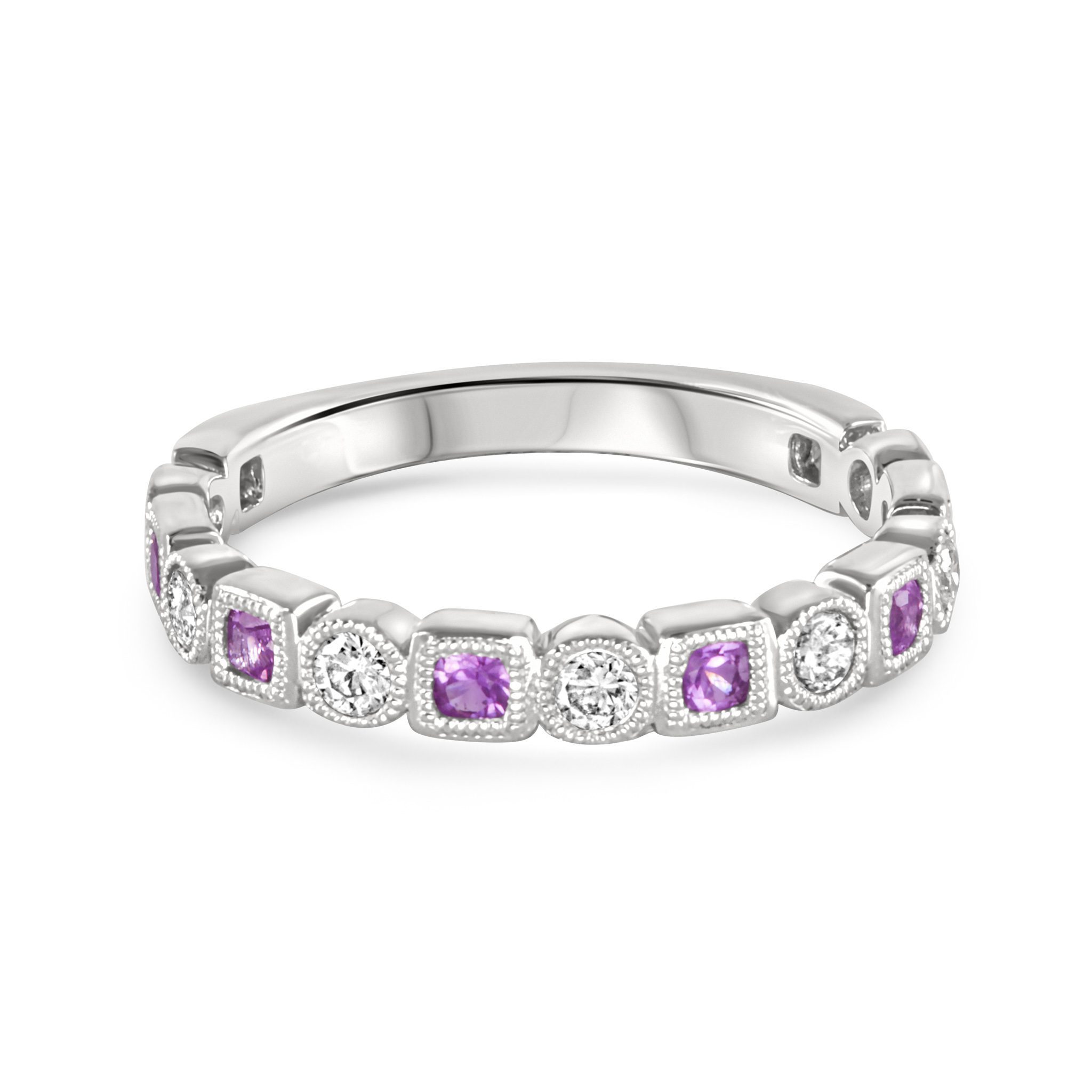 14K Pink Gold Stackable Diamond & Pink Sapphire Band 0.30carat