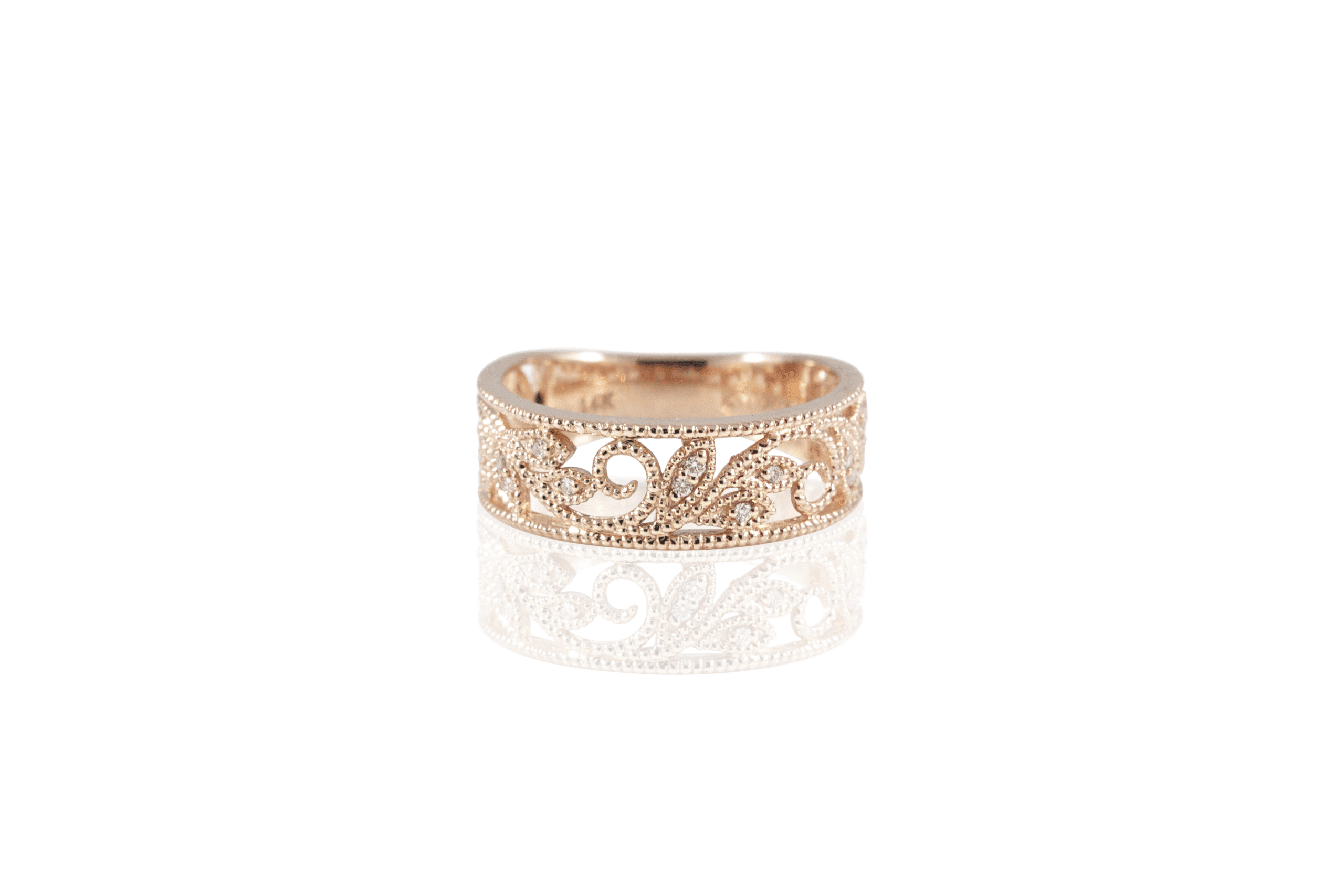 14K Pink Gold Stackable Diamond Band 0.10carat