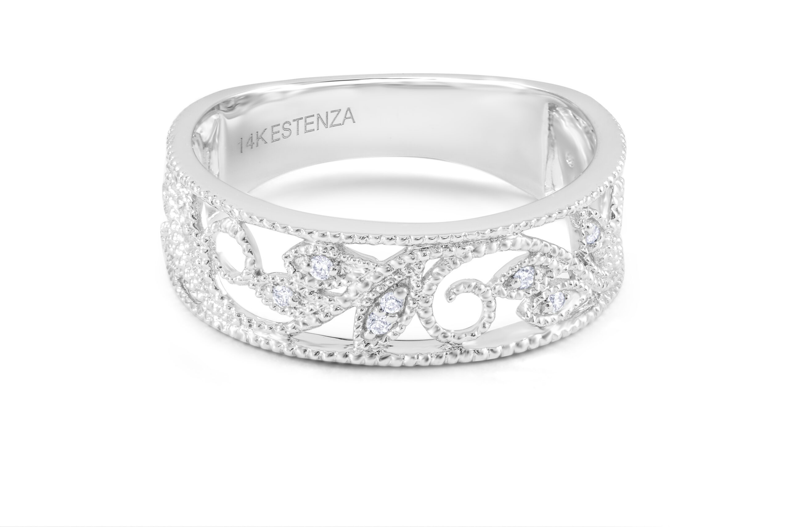 14K White Gold Stackable Diamond Band 0.10carat