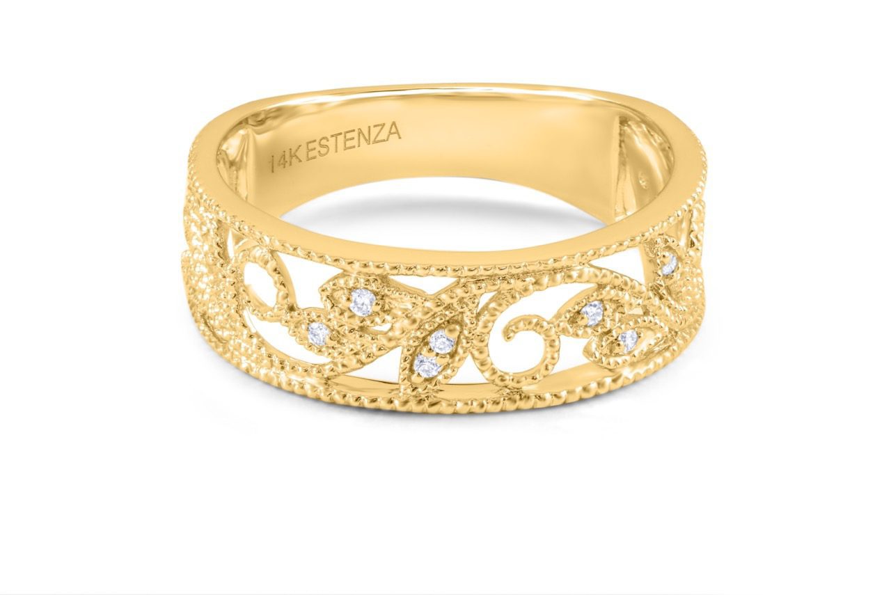 14K Yellow Gold Stackable Diamond Band 0.10carat