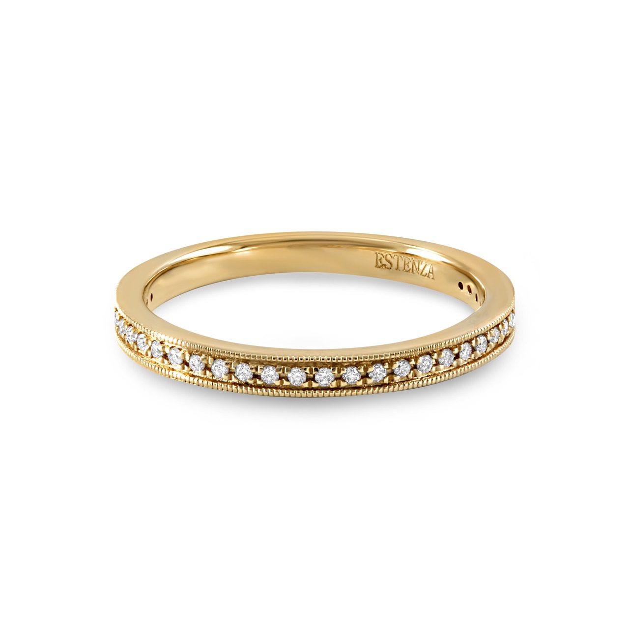 14K Yellow Gold Brushed Diamond Band 0.25carat