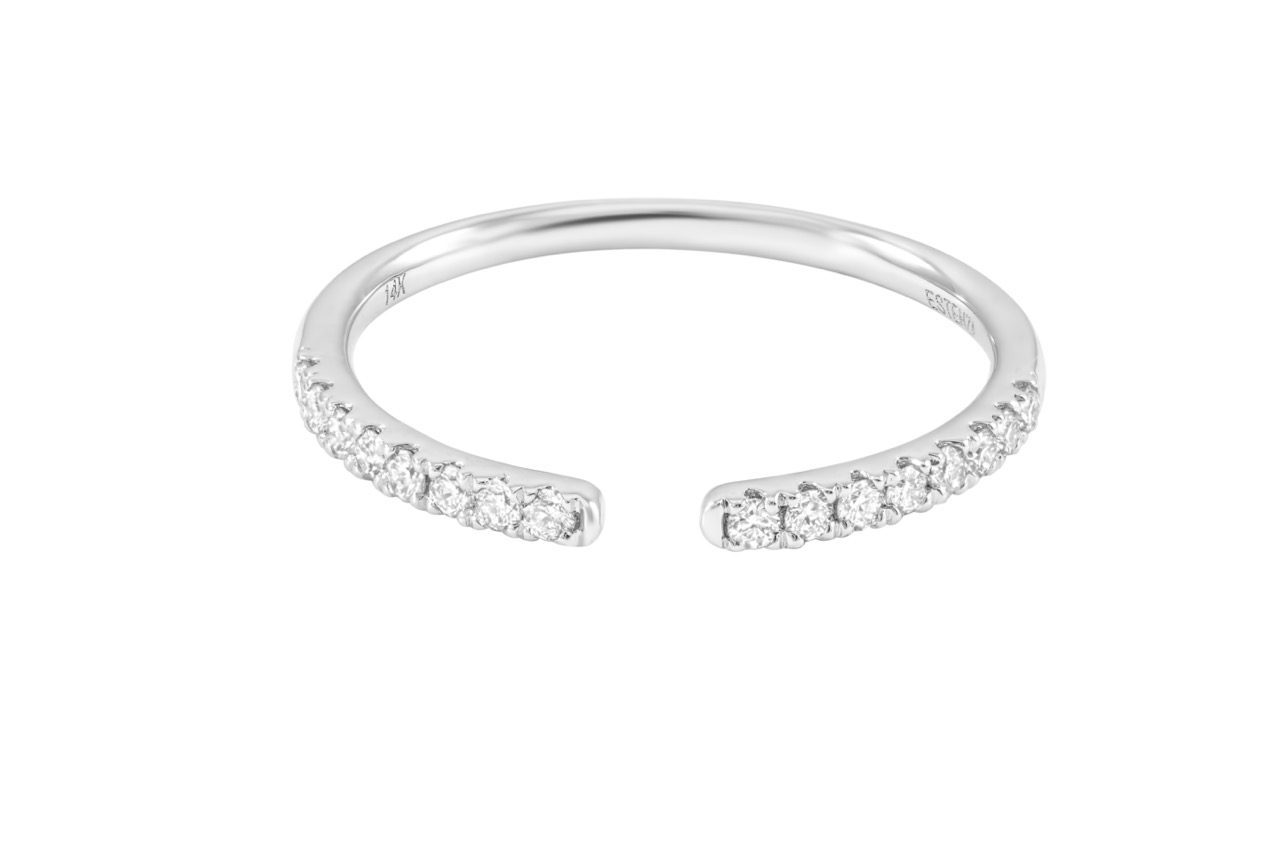 14K White Gold Pave Diamond Band 0.55carat