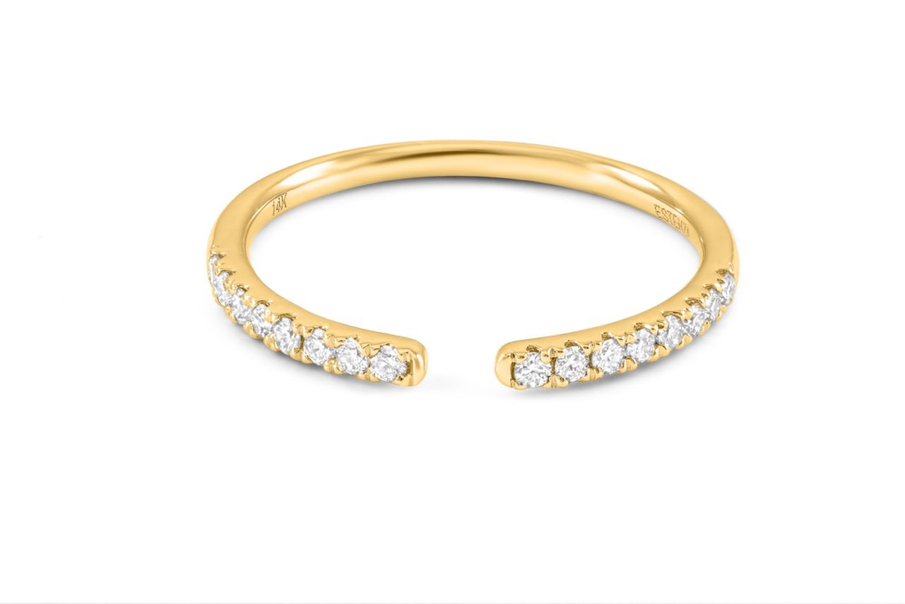 14K Yellow Gold Pave Diamond Band 0.55carat