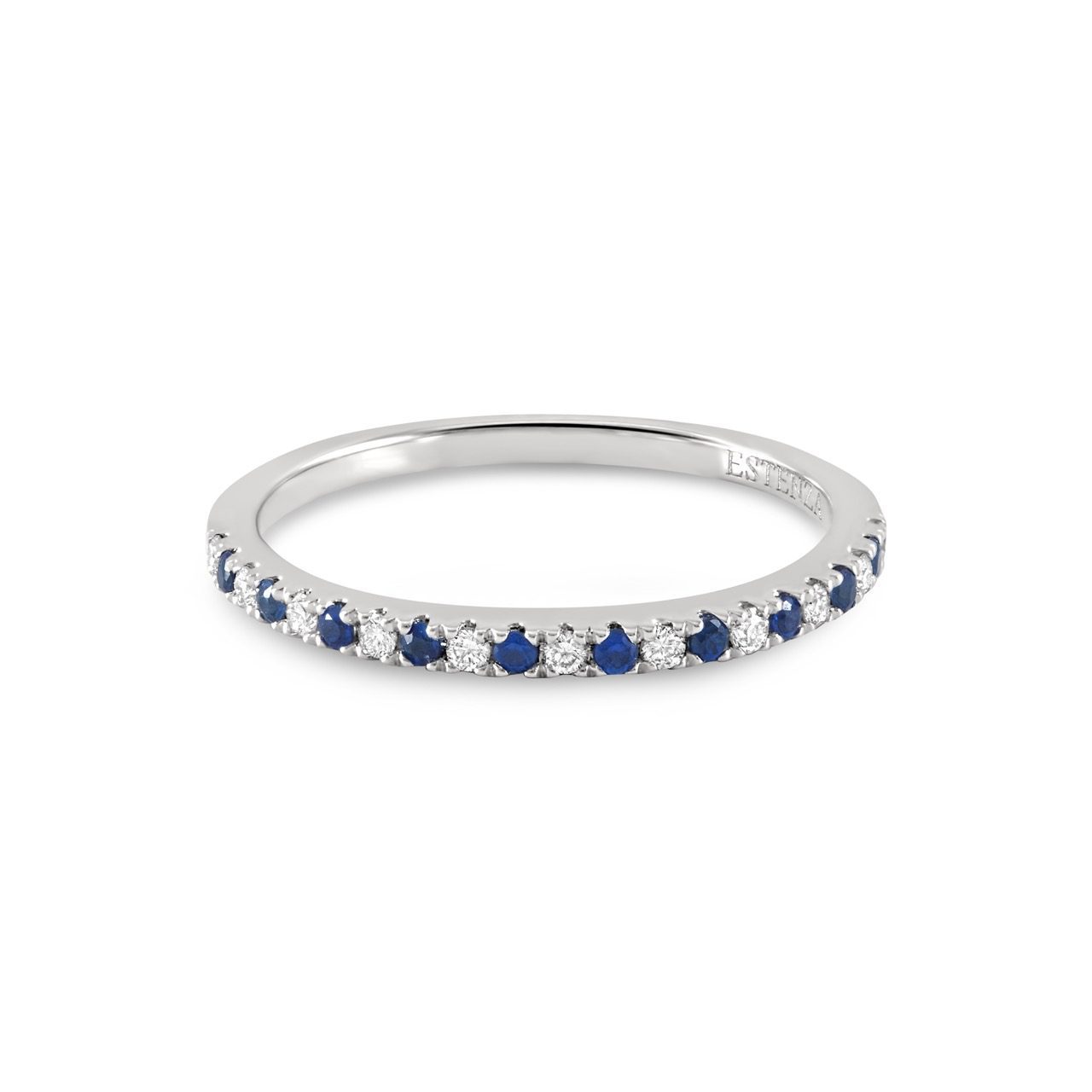 14K Gold Stackable Diamond & Blue Sapphire Band 0.20carat