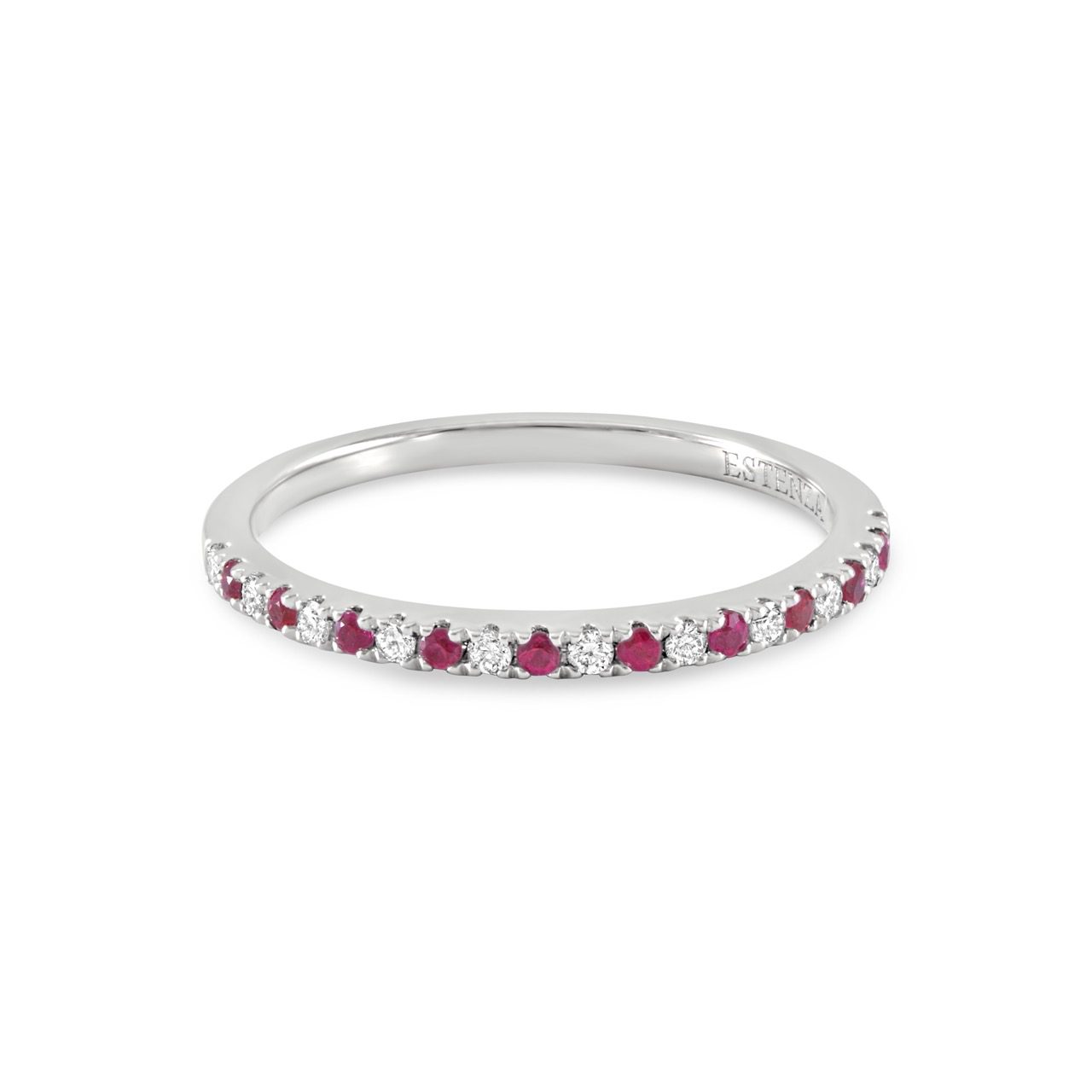 14K Gold Stackable Diamond & Ruby Band 0.15carat