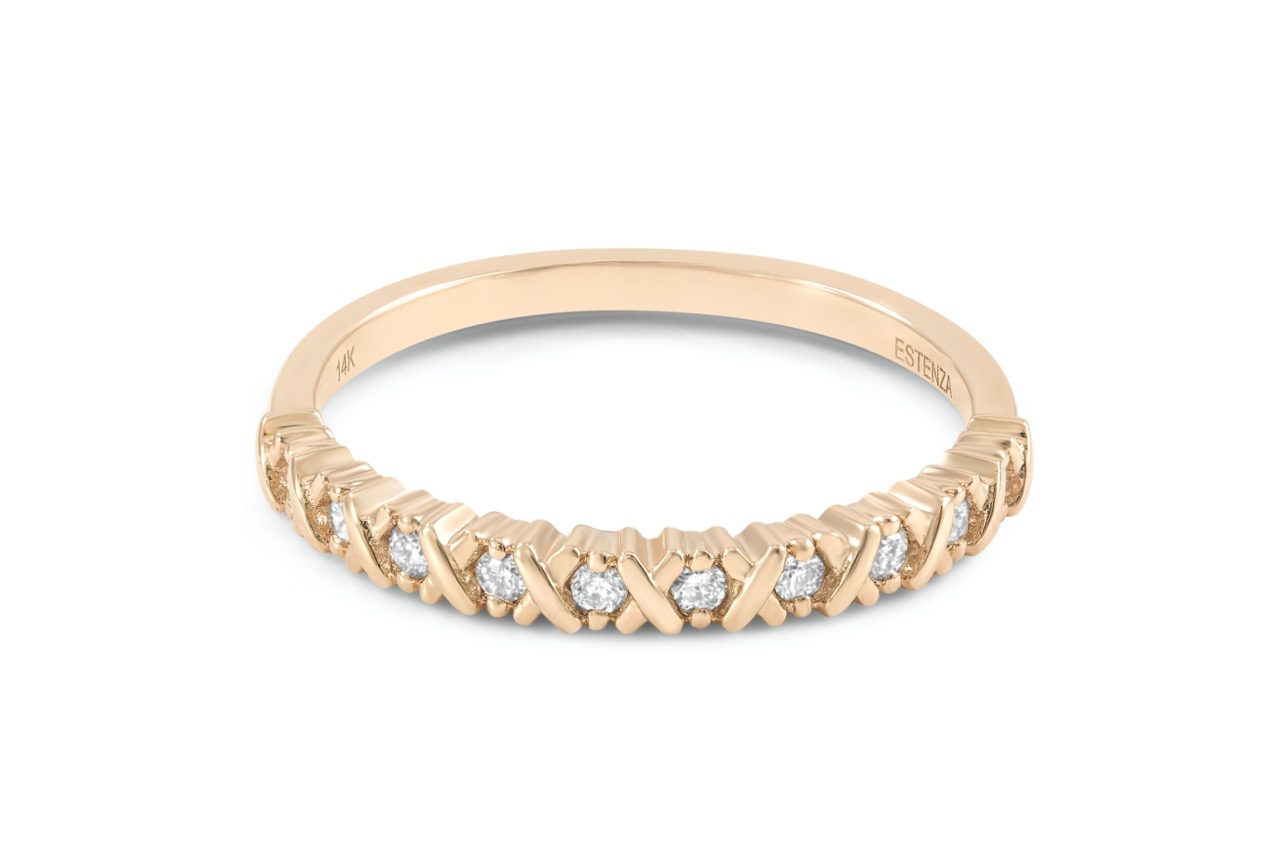 14K Pink Gold Stackable Diamond Band 0.15carat