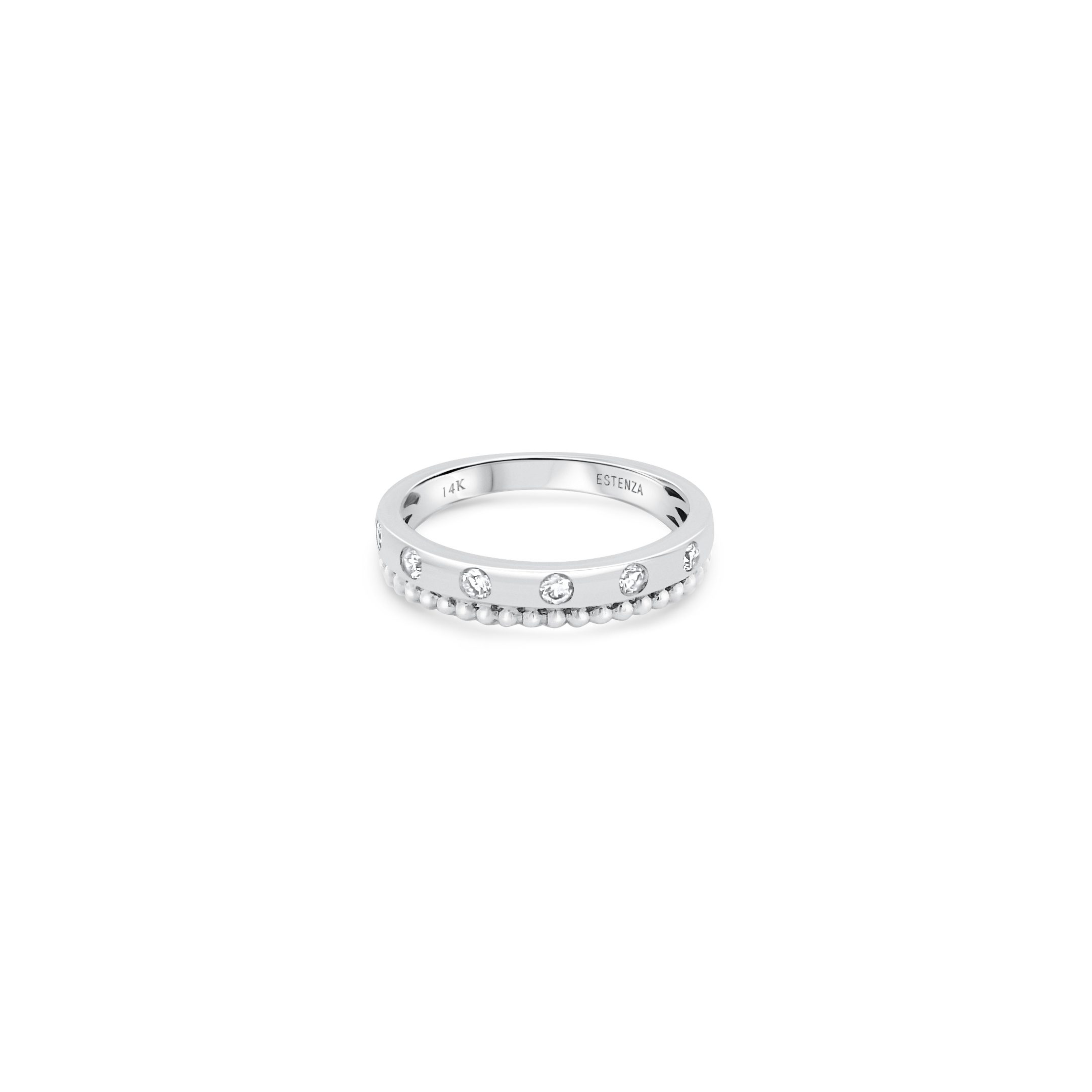14K White Gold Brushed Diamond Band 0.20carat