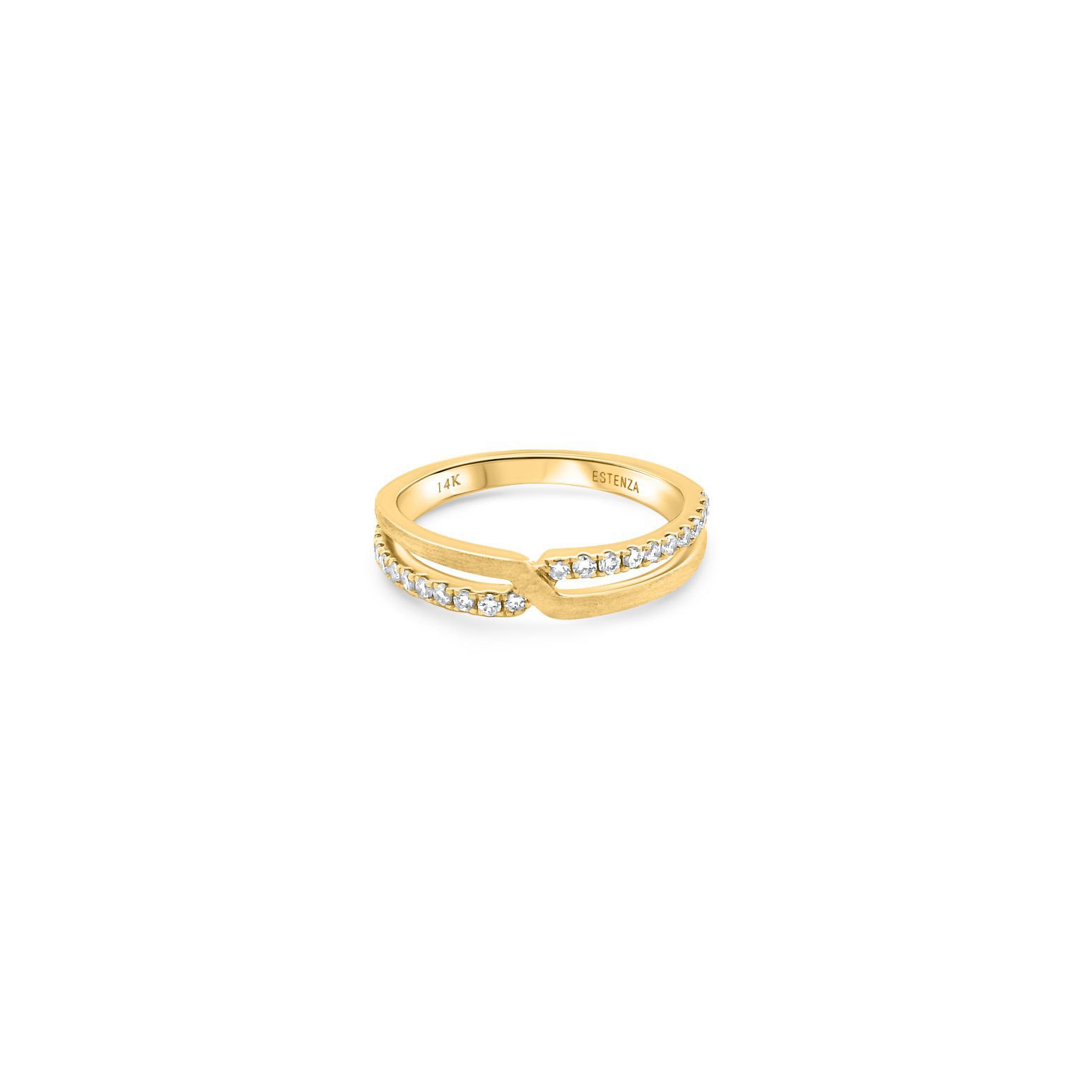 14K Yellow Gold Brushed Diamond Ring 0.30carat