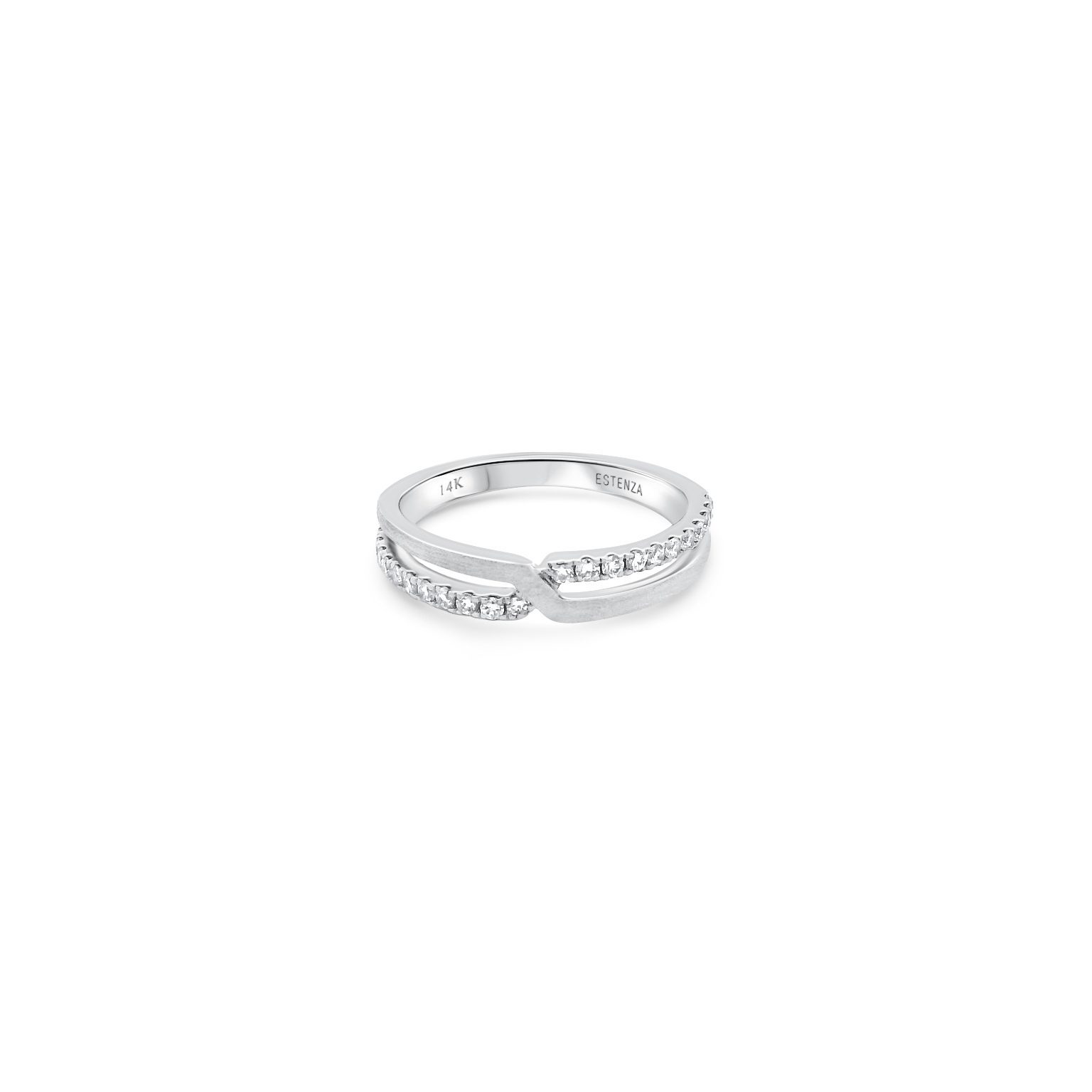 14K White Gold Brushed Diamond Ring 0.30carat