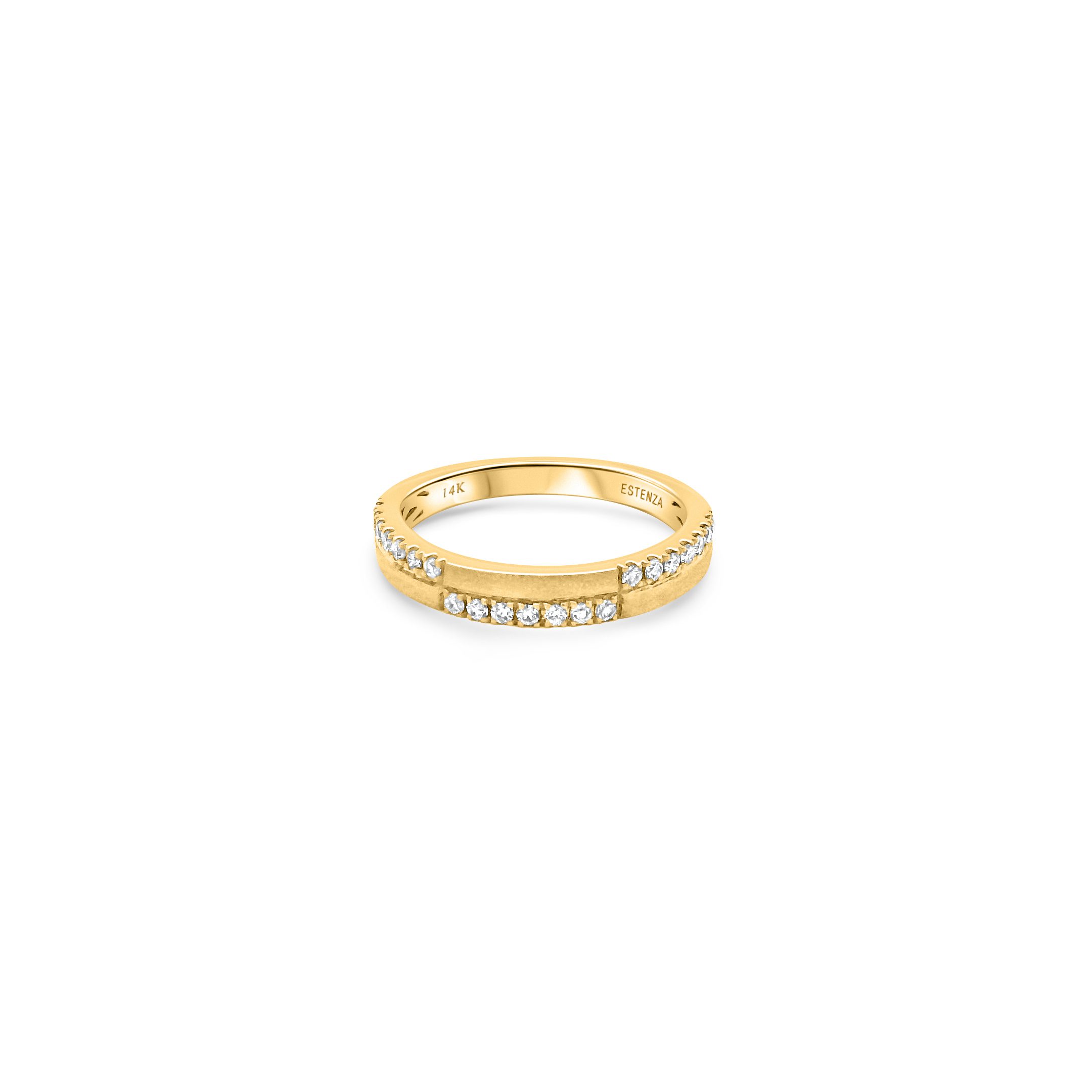 14K Yellow Gold Brushed Diamond Band 0.25carat