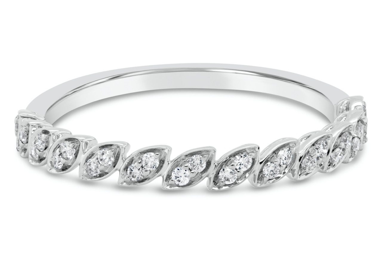 14K White Gold Marquise Diamond Band 0.20carat