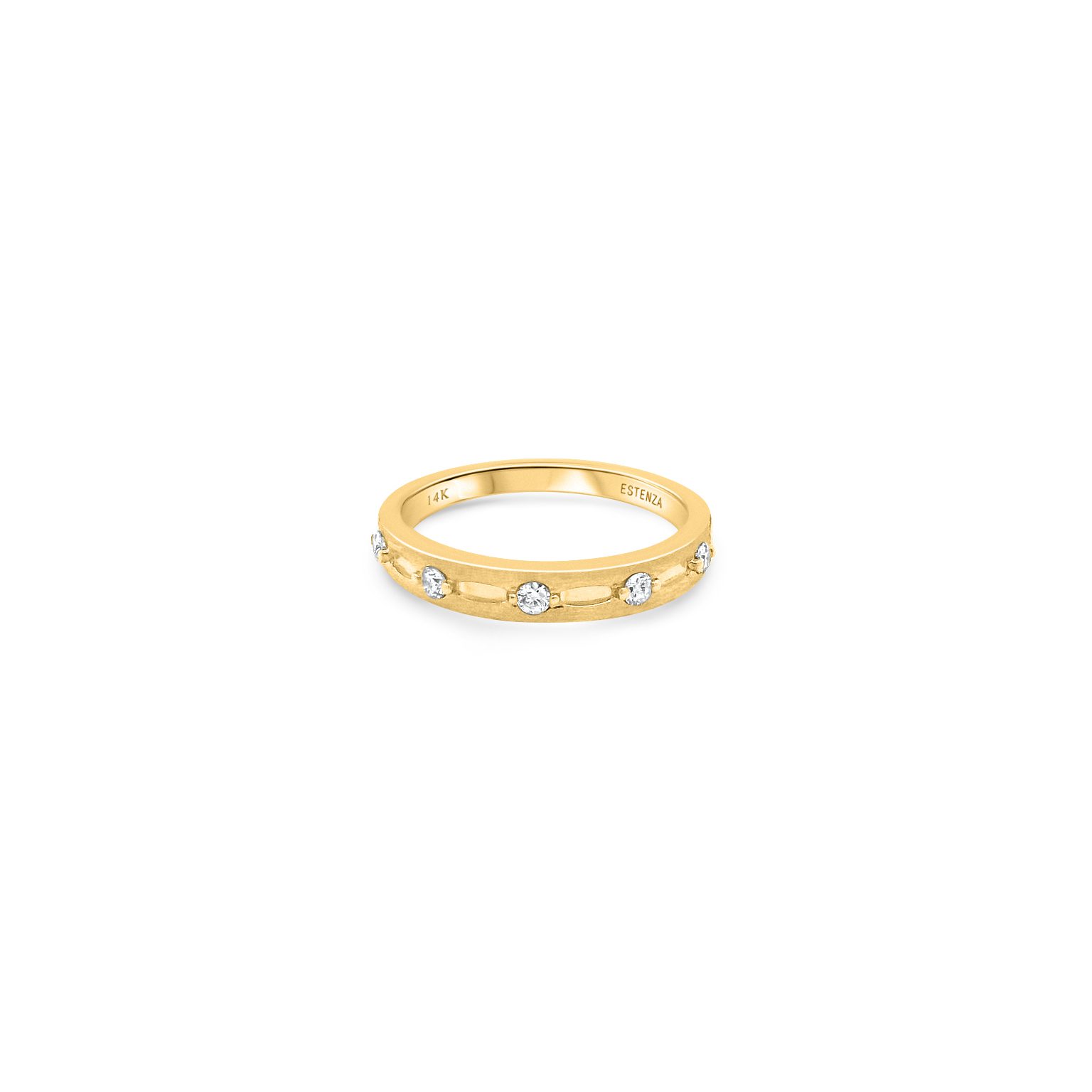 14K Yellow Gold Brushed Diamond Openwork Band 0.20carat