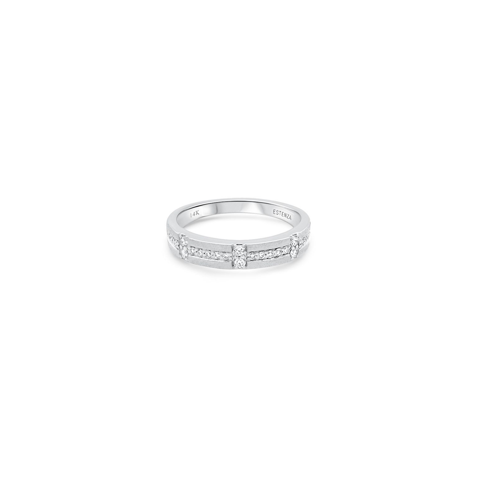 14K White Gold Brushed Diamond Band 0.20carat