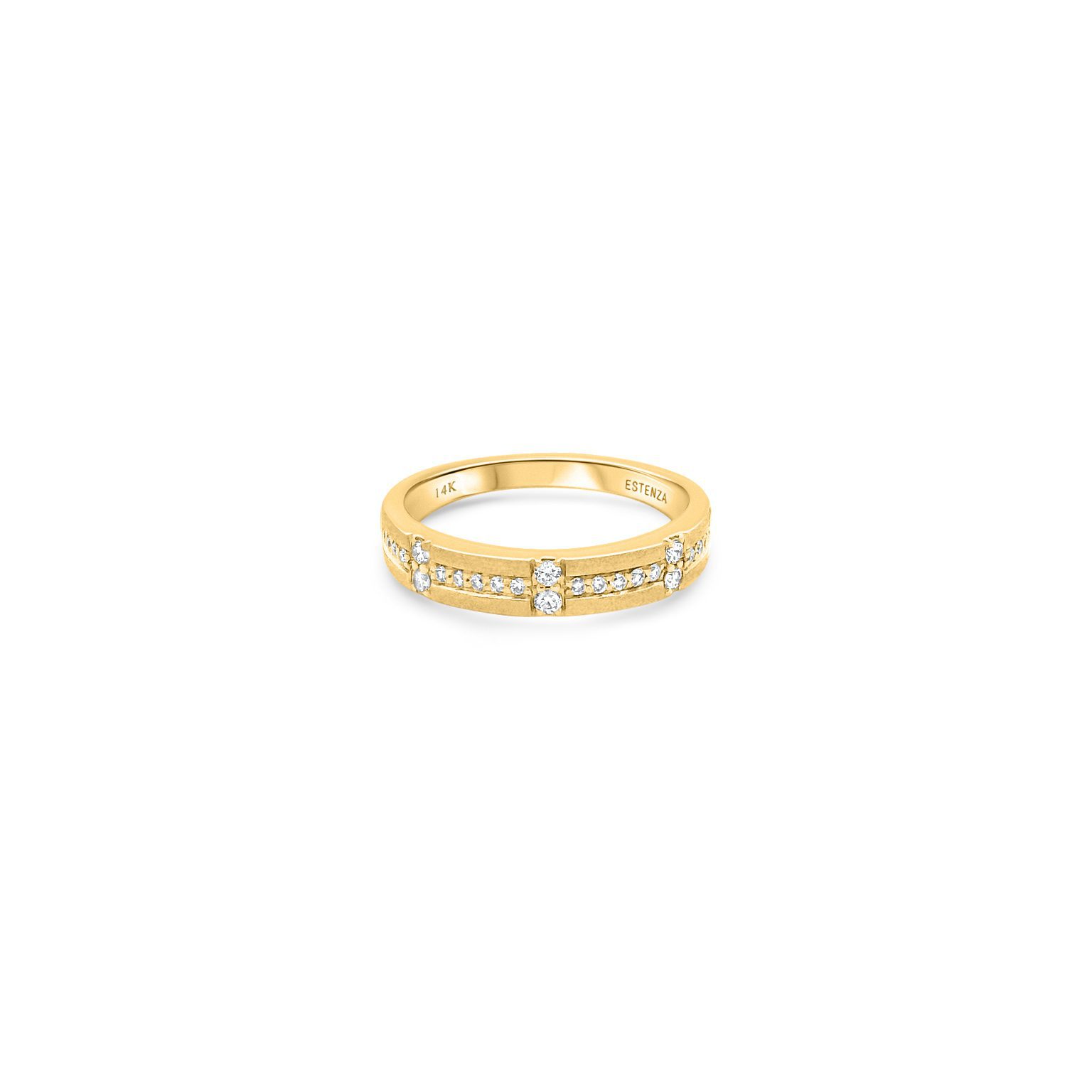 14K Yellow Gold Brushed Diamond Band 0.20carat