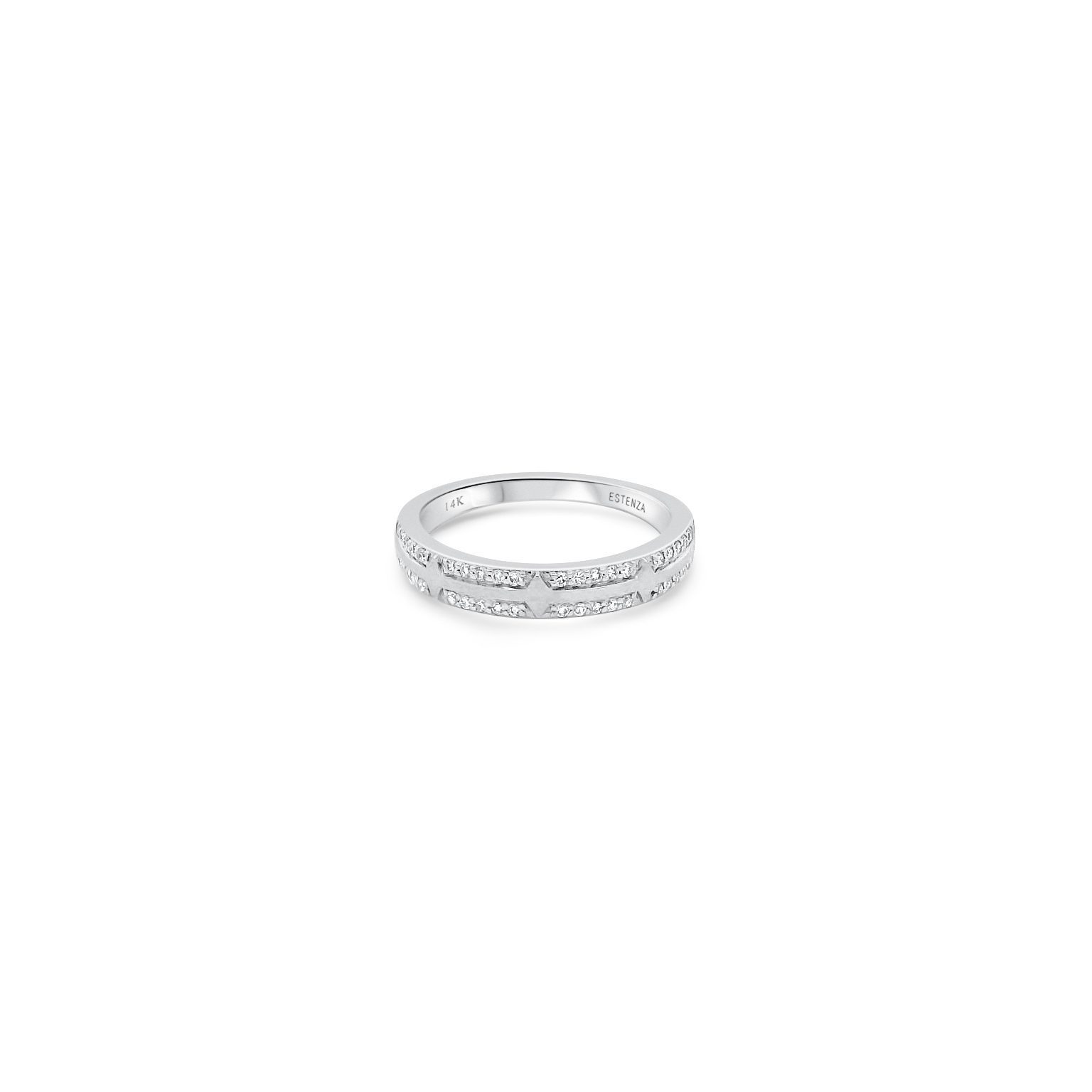 14K White Gold Brushed Diamond Band 0.20carat