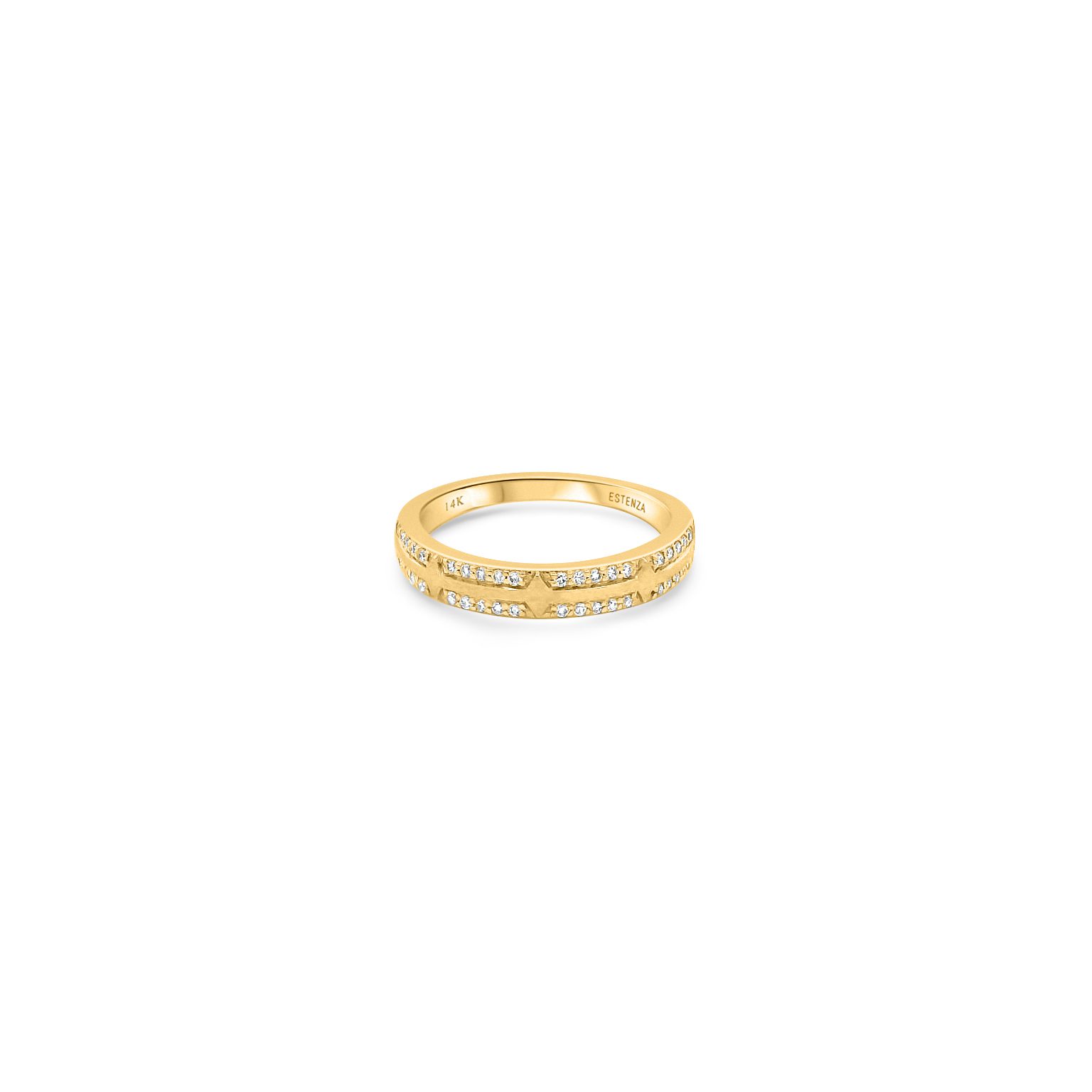 14K Yellow Gold Brushed Diamond Band 0.20carat