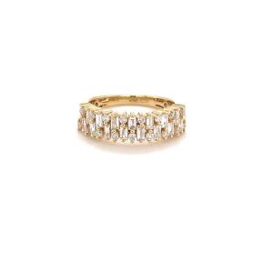 14K Yellow Gold Baguette & Round Diamond Band 0.85carat