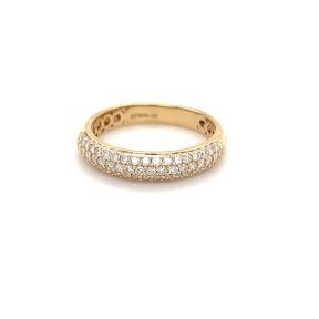 14K Yellow Gold Three Row Diamond Band 0.55carat