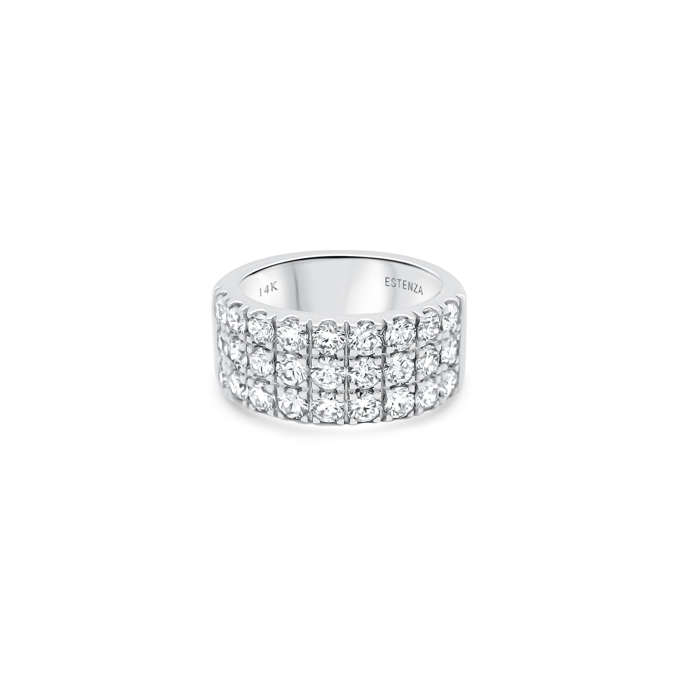 14K White Gold Diamond Wide Band Ring 1.55carat
