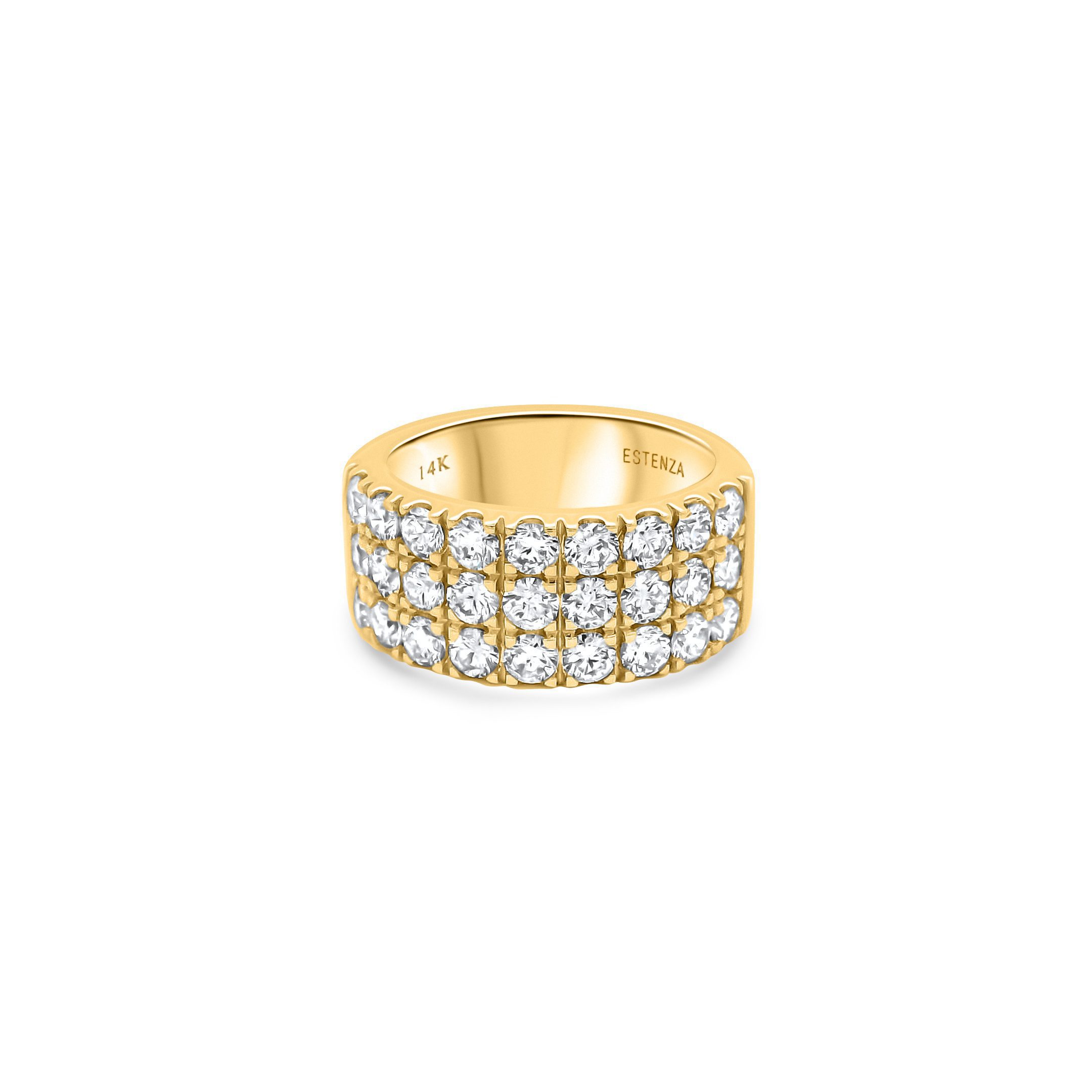 14K Yellow Gold Diamond Wide Band Ring 2.00carat