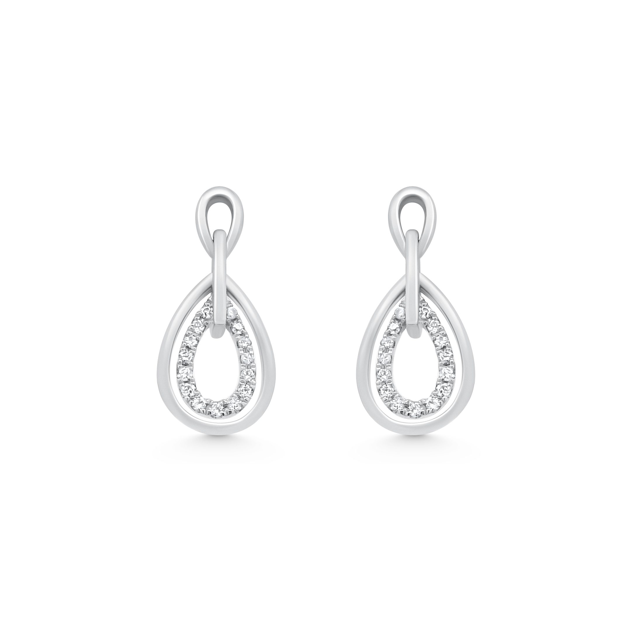 14K White Gold Diamond Drop Earrings 0.20carat
