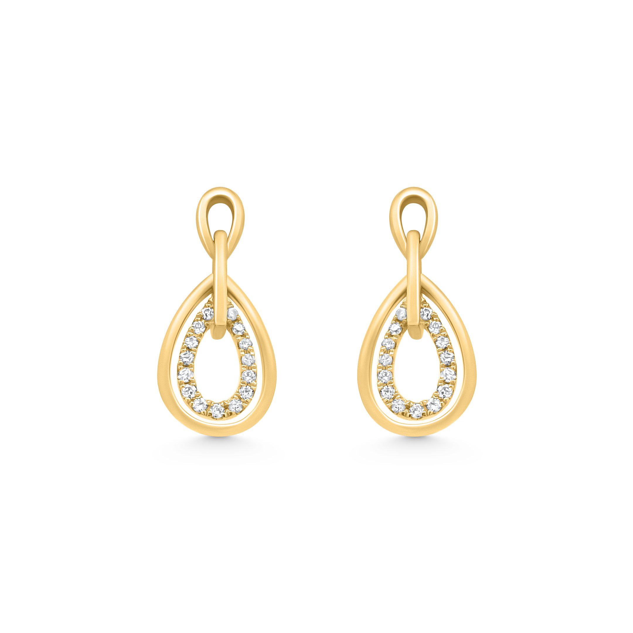 14K Yellow Gold Diamond Drop Earrings 0.20carat