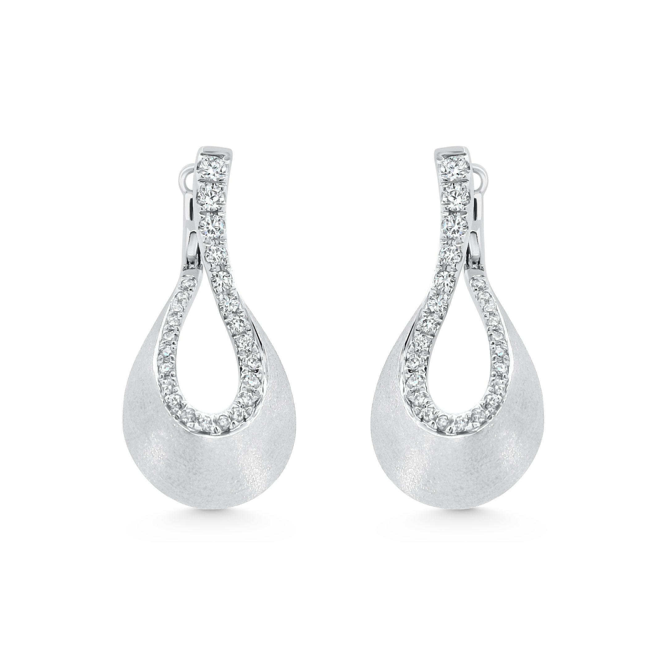 14K White Gold Diamond Drop Earrings 0.75carat