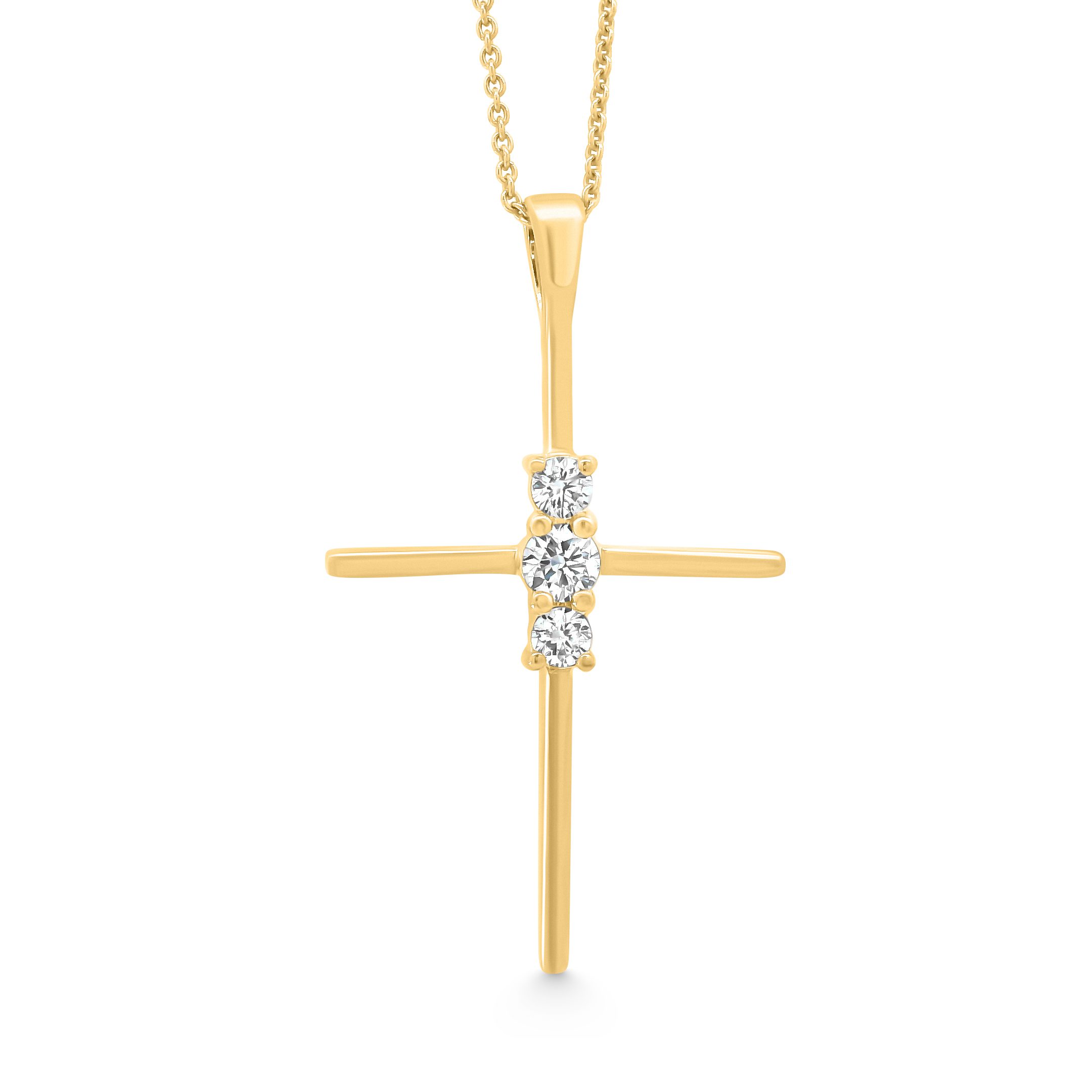14K Yellow Gold Diamond Cross Pendant 0.30carat
