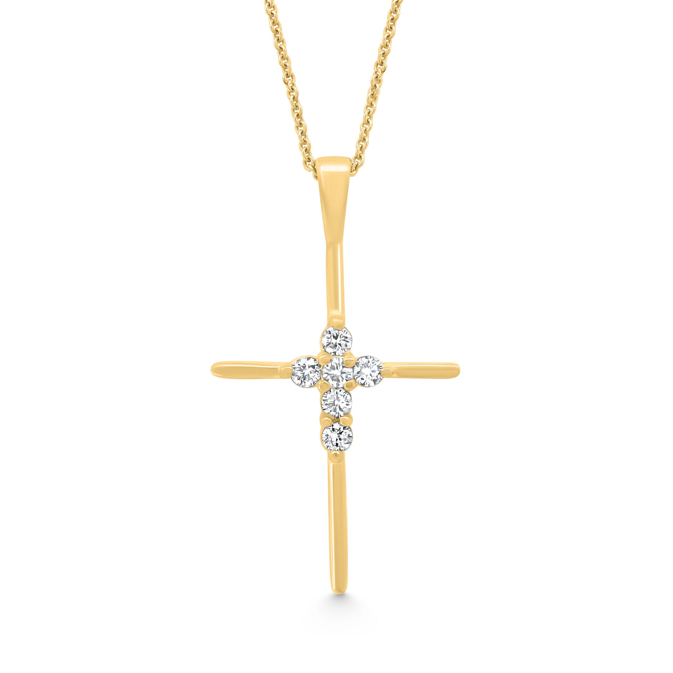 14K Yellow Gold Diamond Cross Pendant 0.25carat