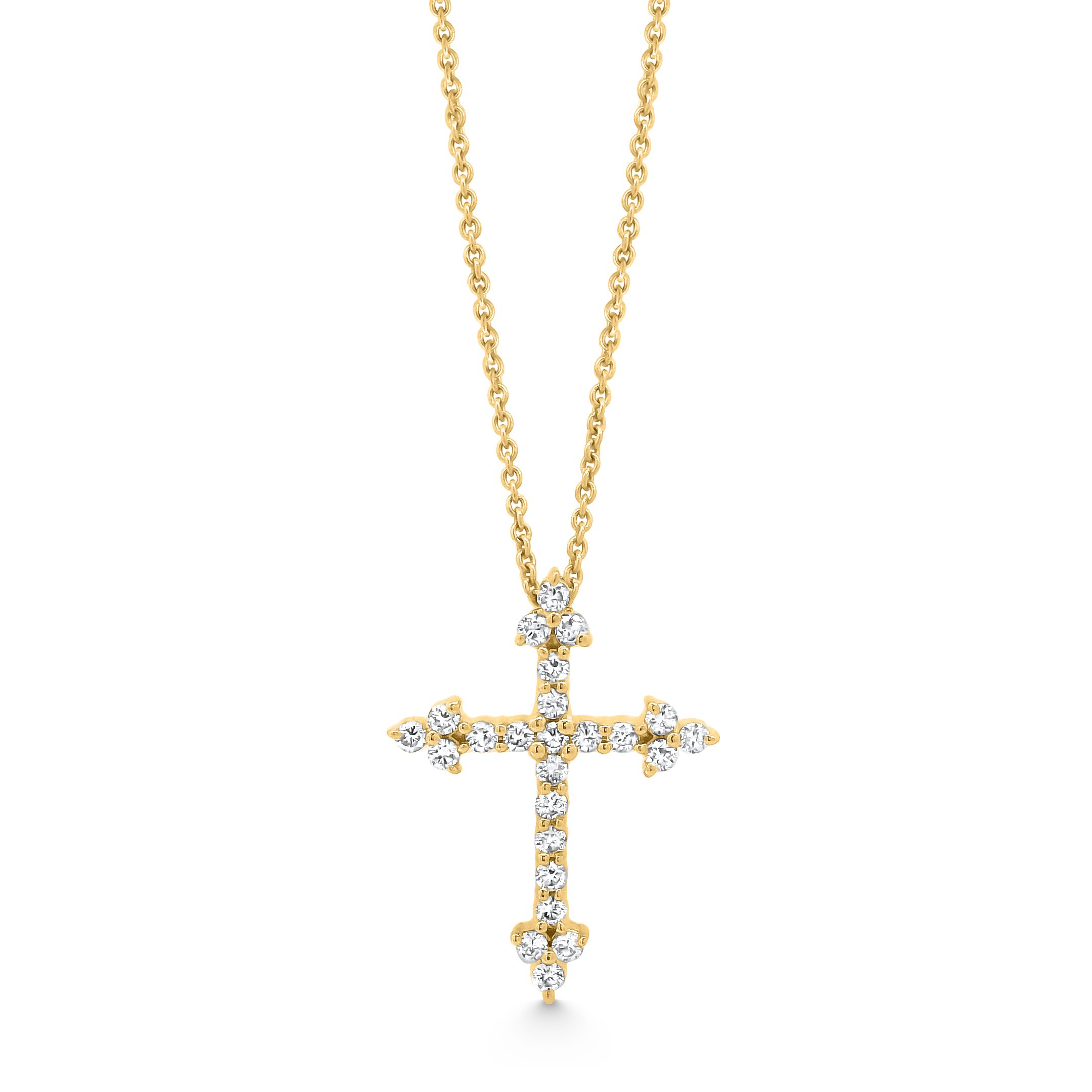 14K Yellow Gold Diamond Cross Pendant 0.30carat