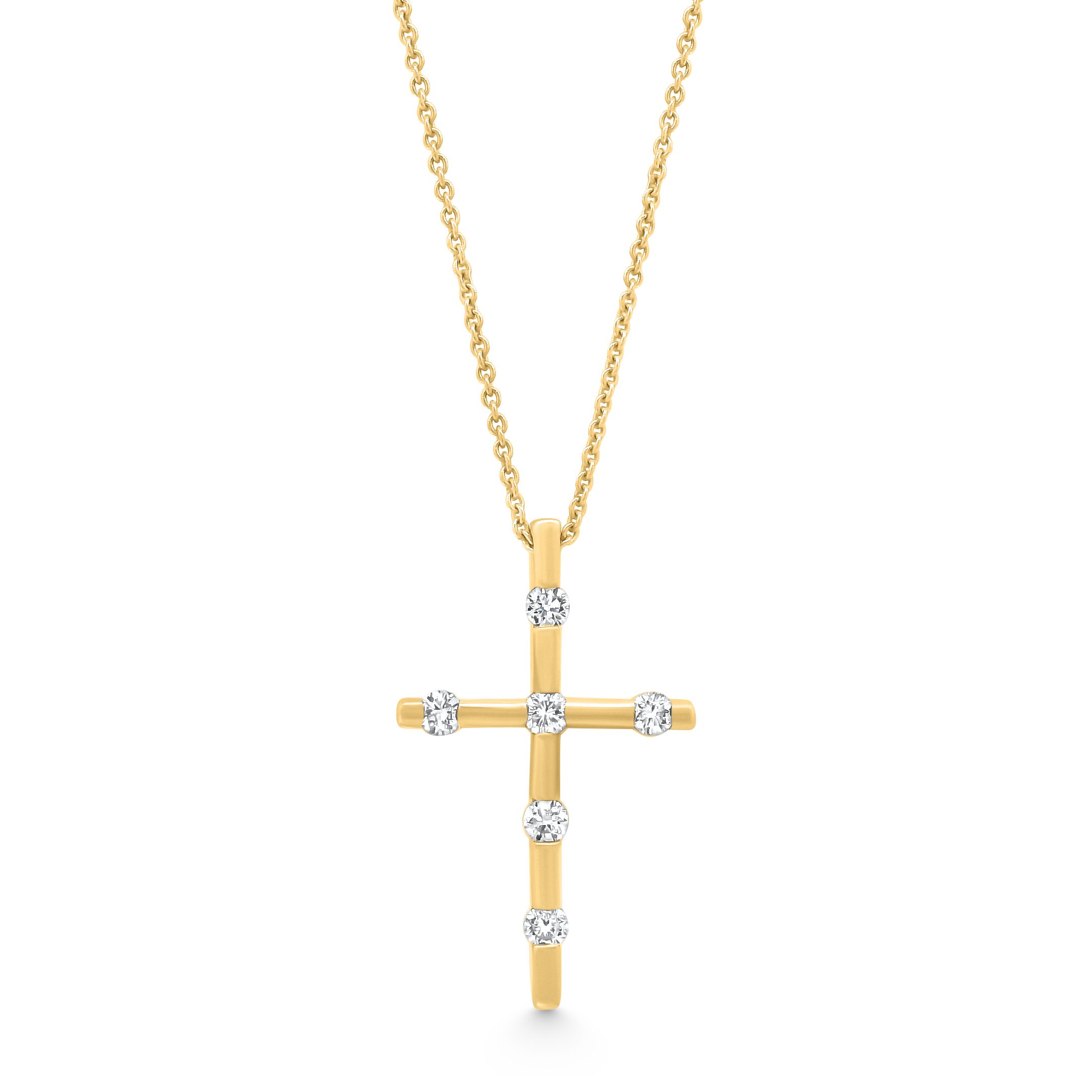 14K Yellow Gold Diamond Cross Pendant 0.25carat