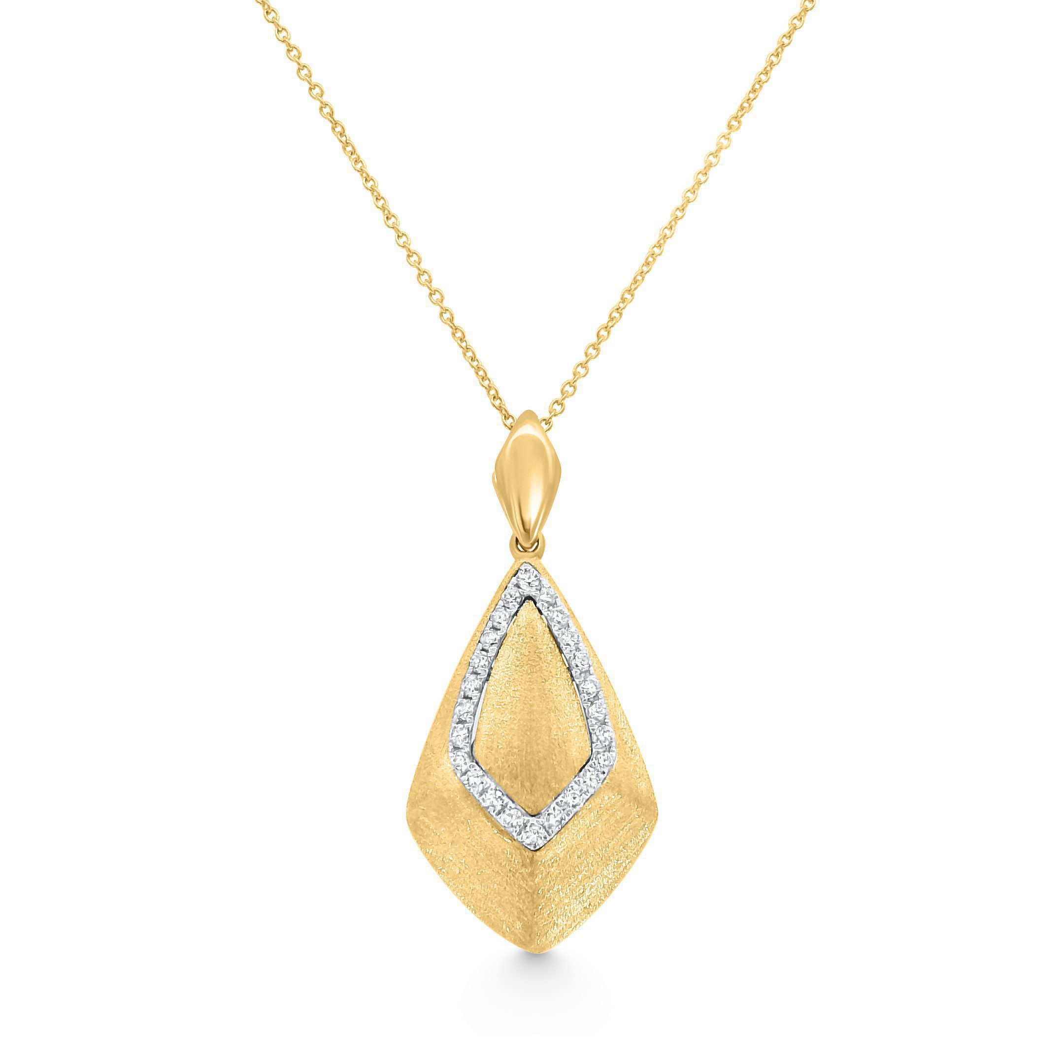 14K Yellow Gold Brushed Diamond Pendant 0.25carat
