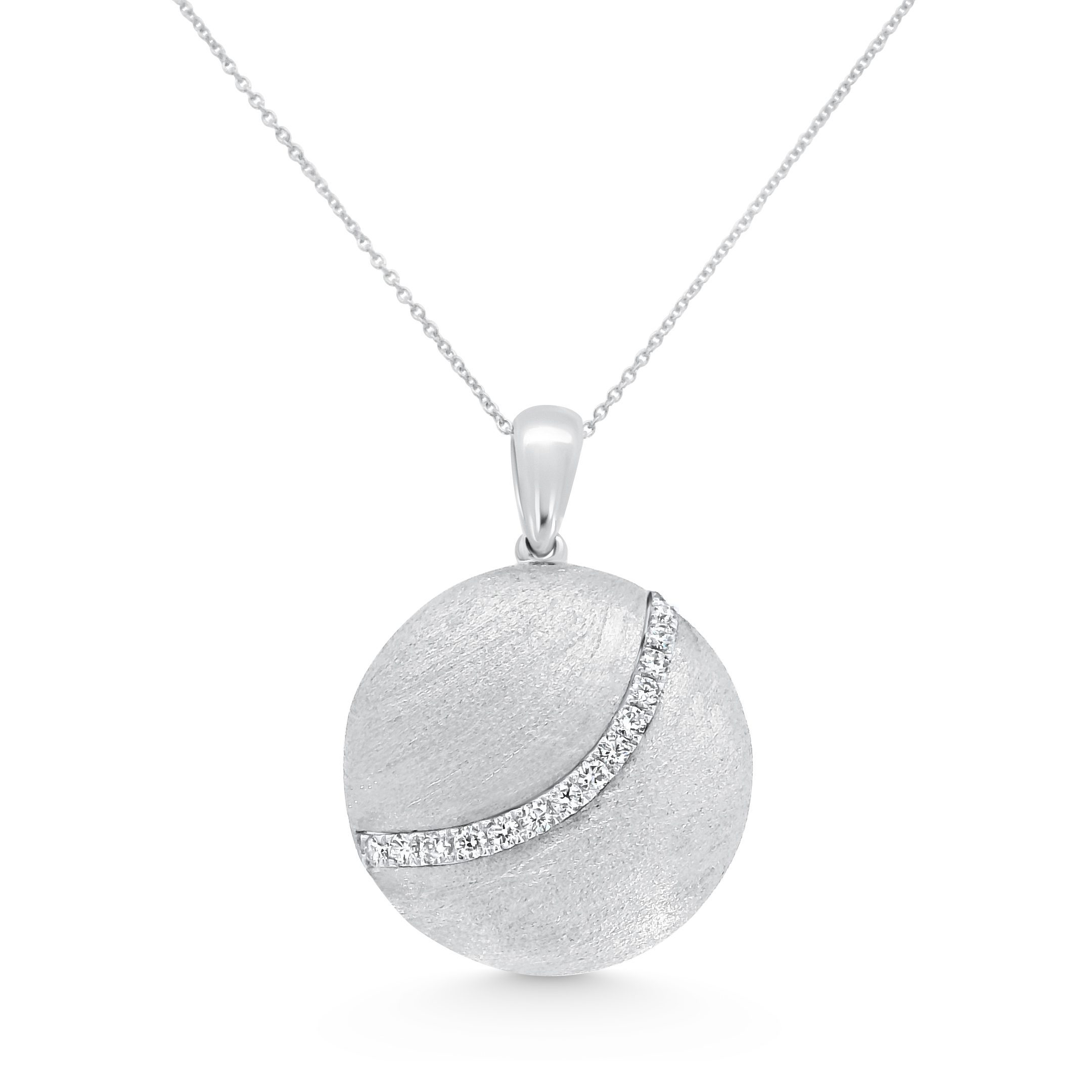 14K White Gold Brushed Diamond Pendant 0.25carat