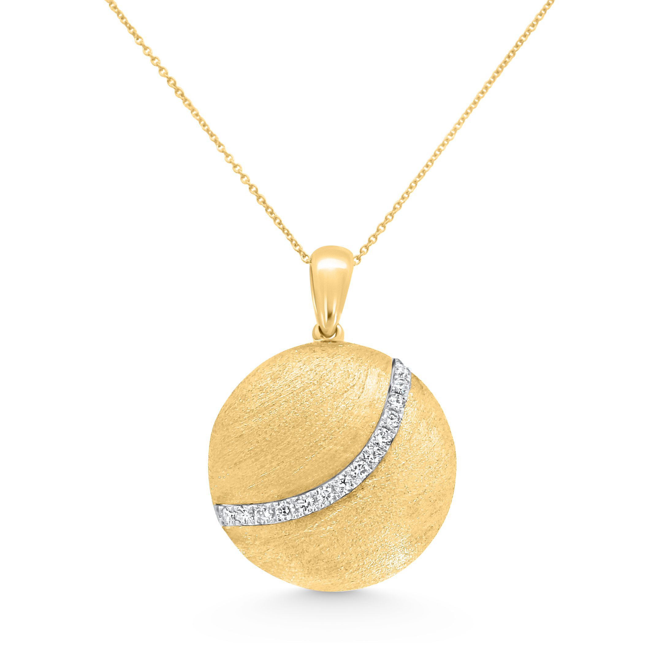 14K Yellow Gold Brushed Diamond Pendant 0.25carat