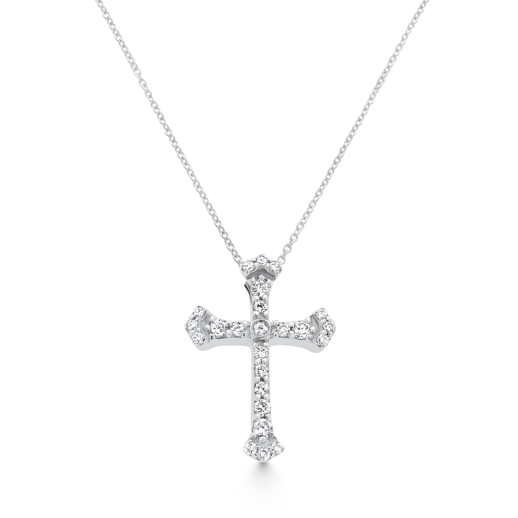 14K White Gold Diamond Cross Pendant 0.25carat
