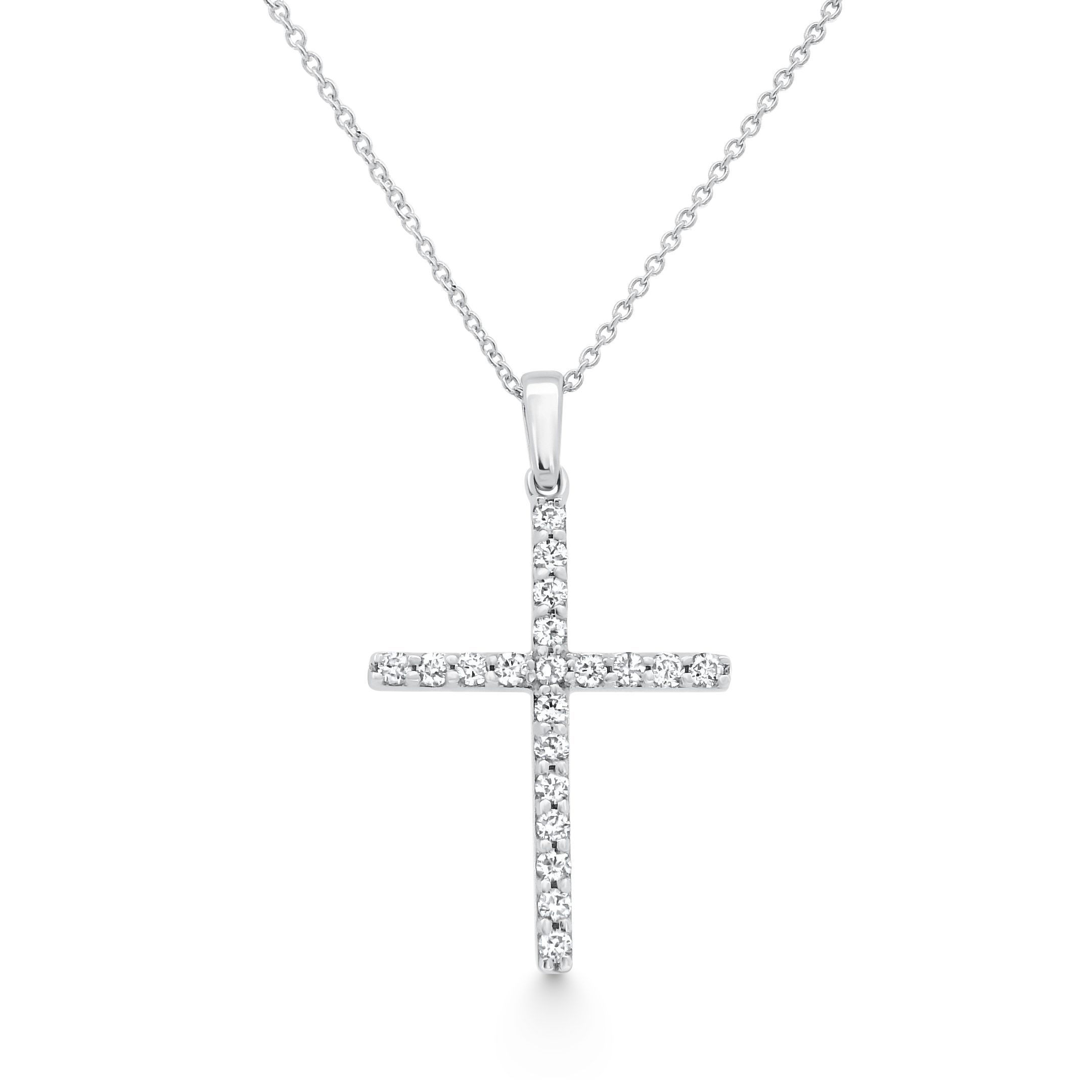 14K White Gold Diamond Cross Pendant 0.25carat