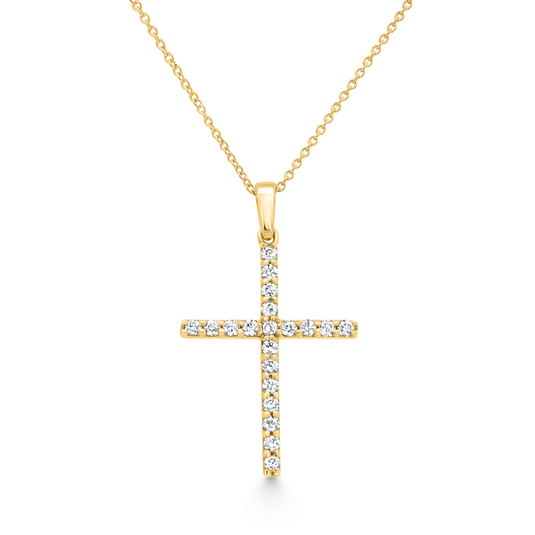 14K Yellow Gold Diamond Cross Pendant 0.25carat
