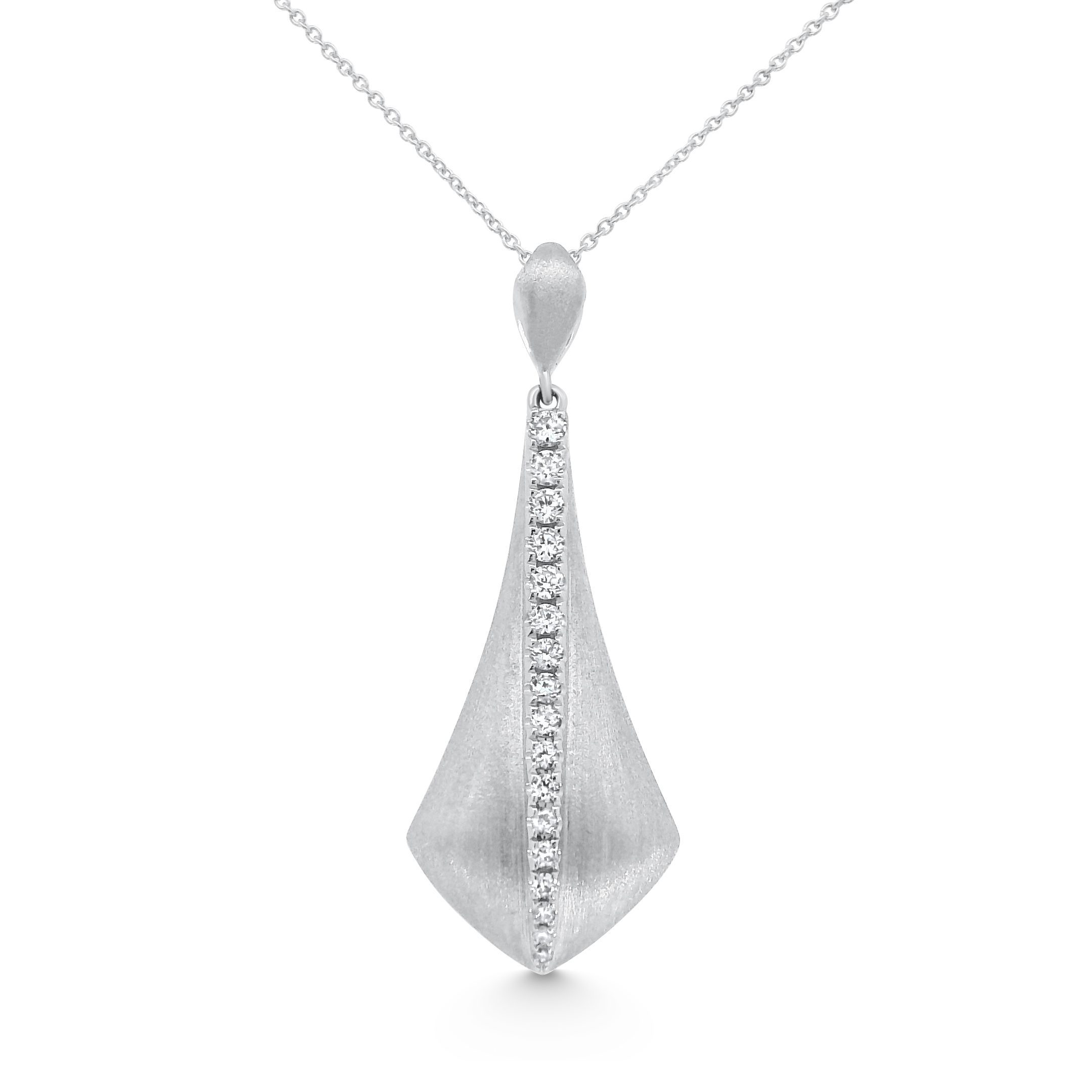 14K White Gold Brushed Diamond Pendant 0.25carat