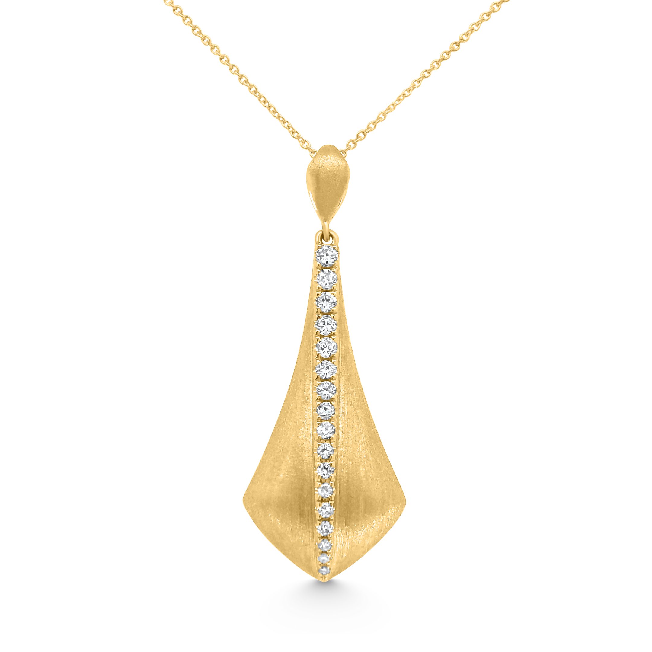14K Yellow Gold Brushed Diamond Pendant 0.25carat