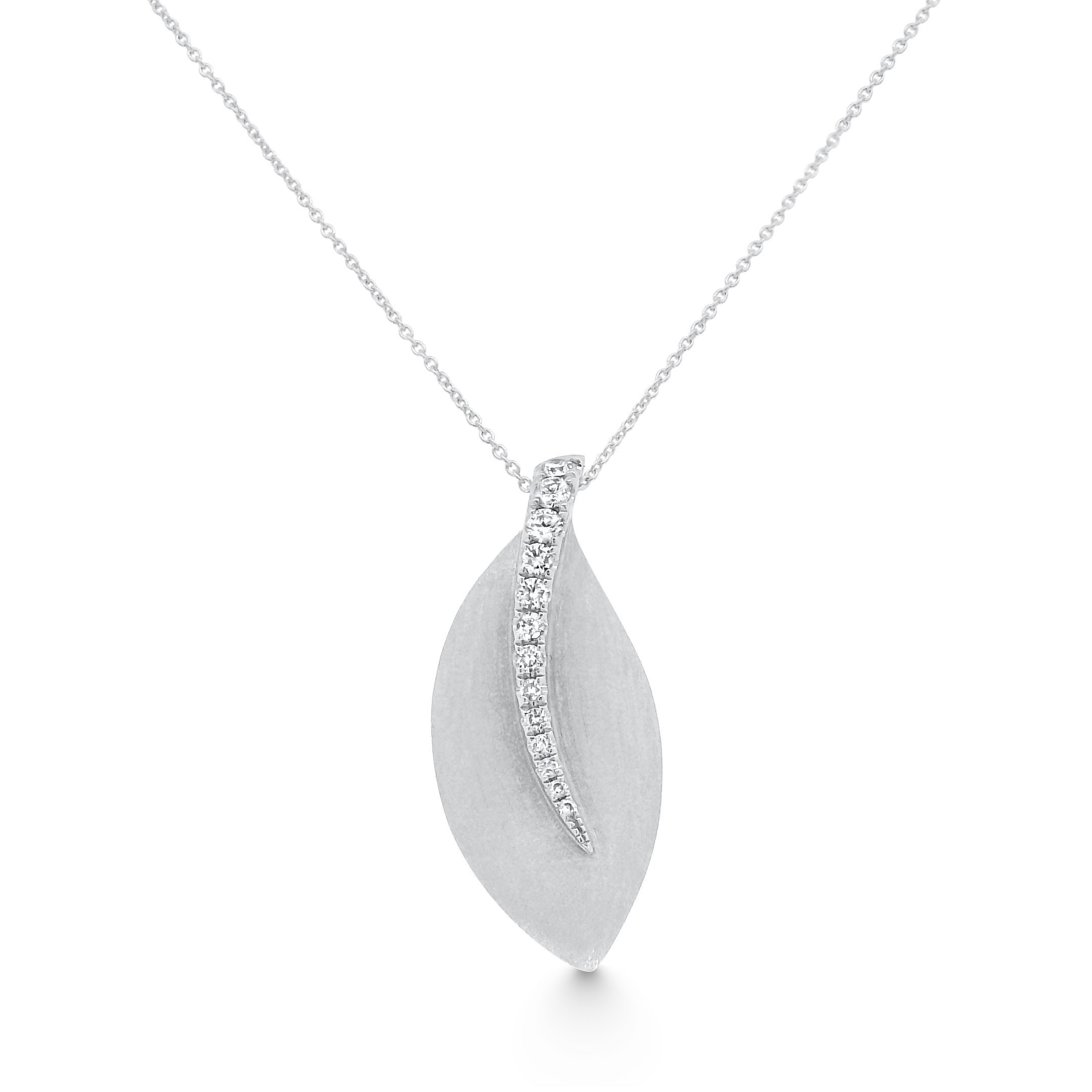 14K White Gold Brushed Diamond Pendant 0.25carat
