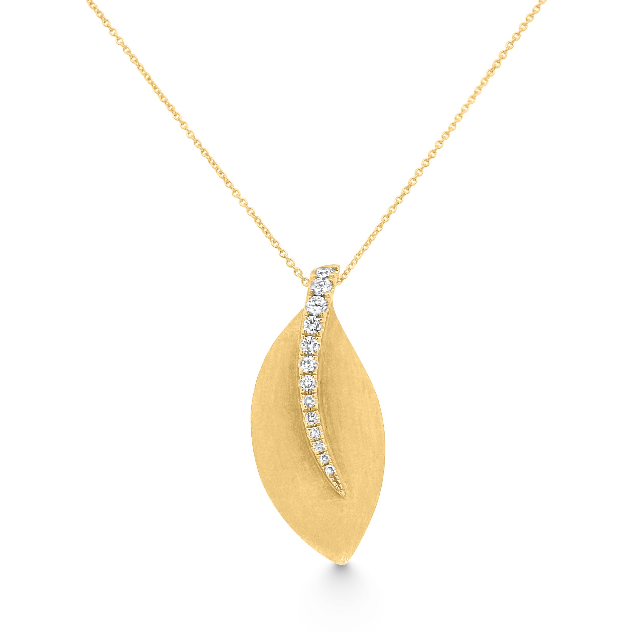 14K Yellow Gold Brushed Diamond Pendant 0.25carat