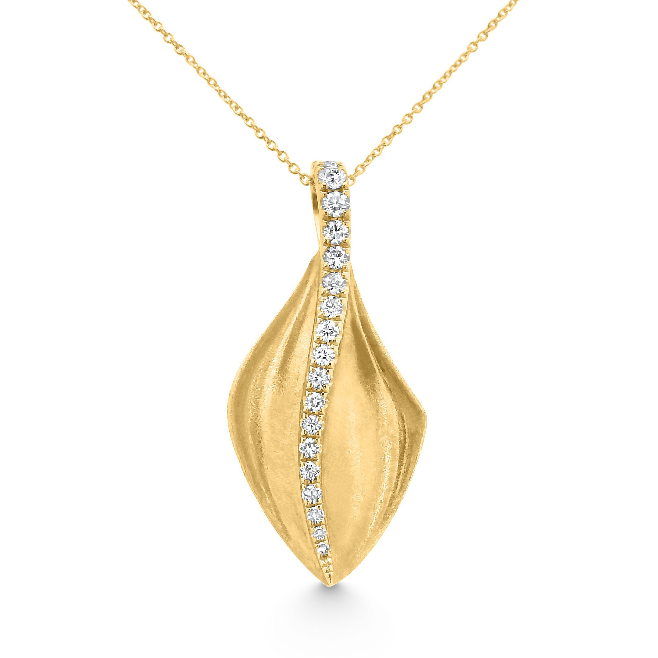 14K Yellow Gold Brushed Diamond Pendant 0.30carat