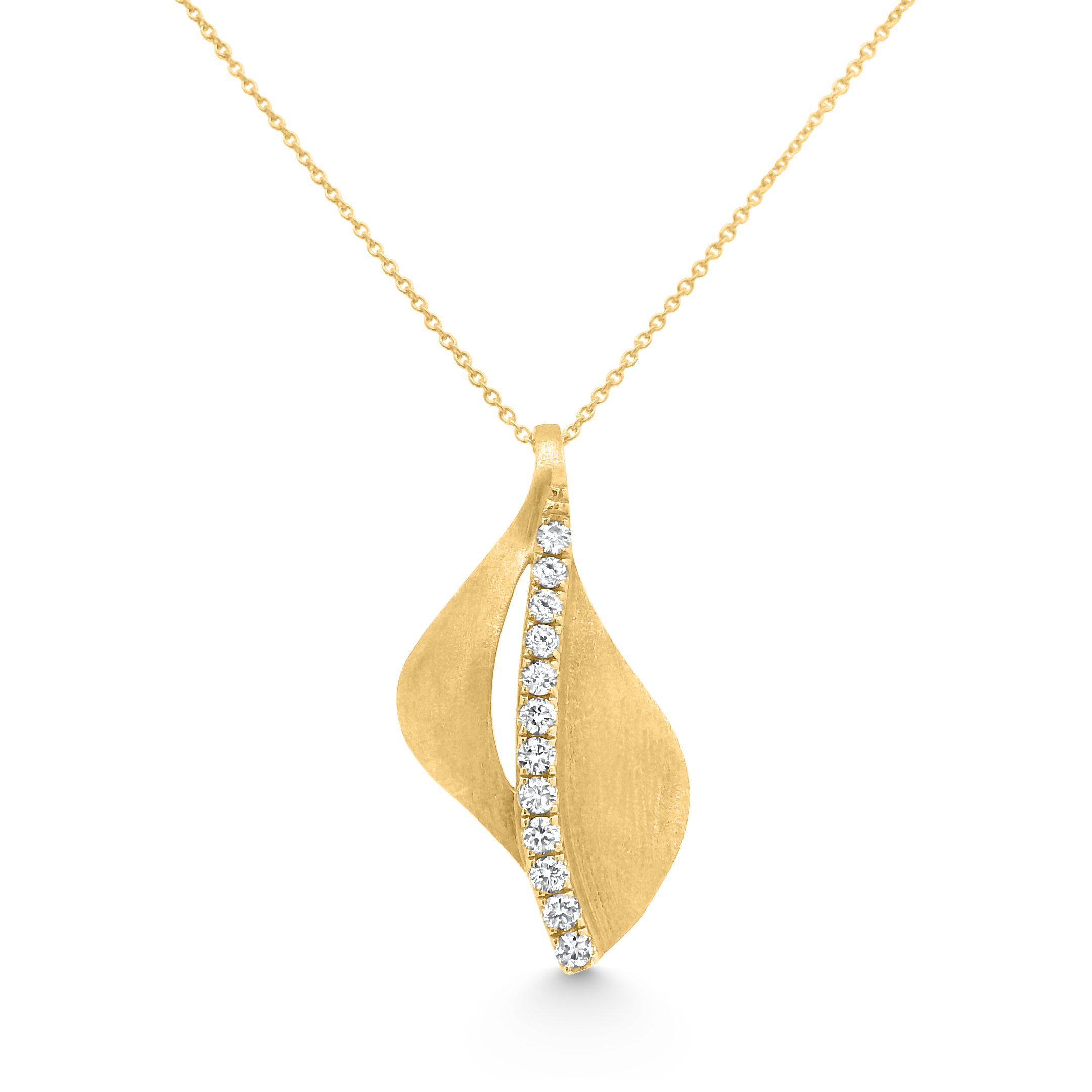 14K Yellow Gold Brushed Diamond Pendant 0.25carat