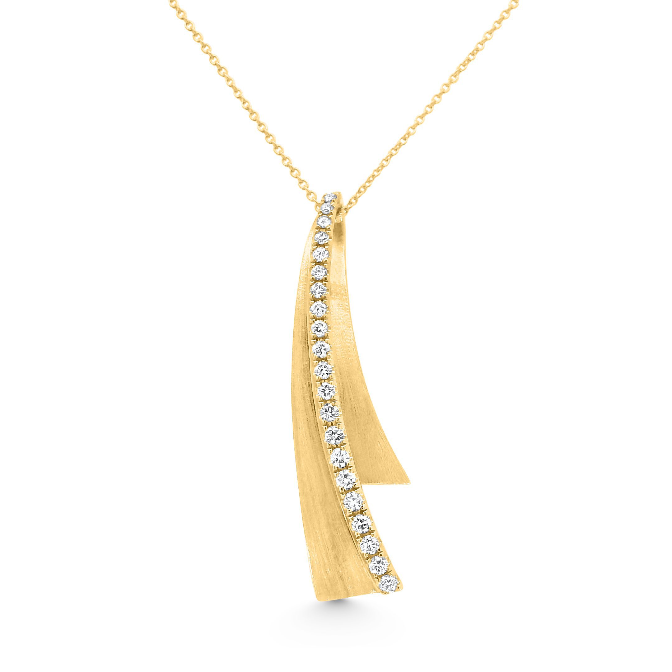 14K Yellow Gold Brushed Diamond Pendant 0.25carat
