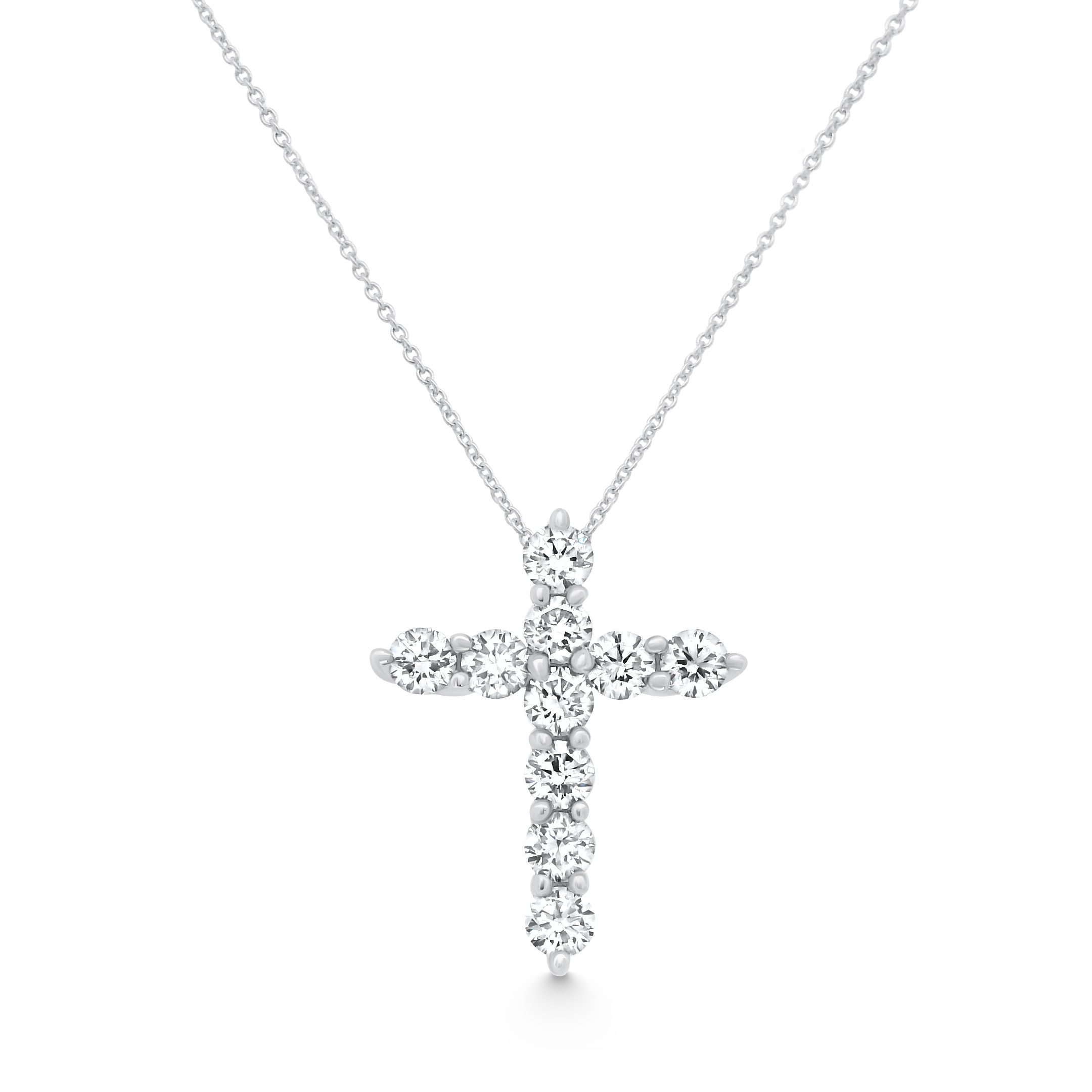 14K White Gold Diamond Cross Pendant 1.10carat