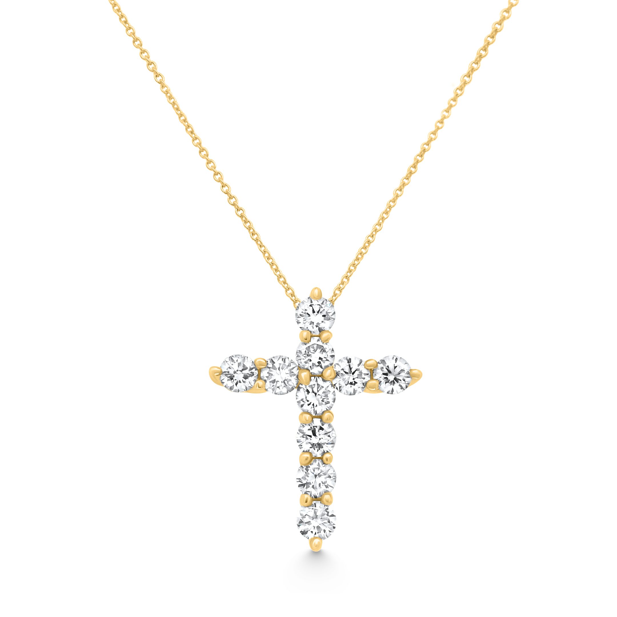 14K Yellow Gold Diamond Cross Pendant 0.75carat
