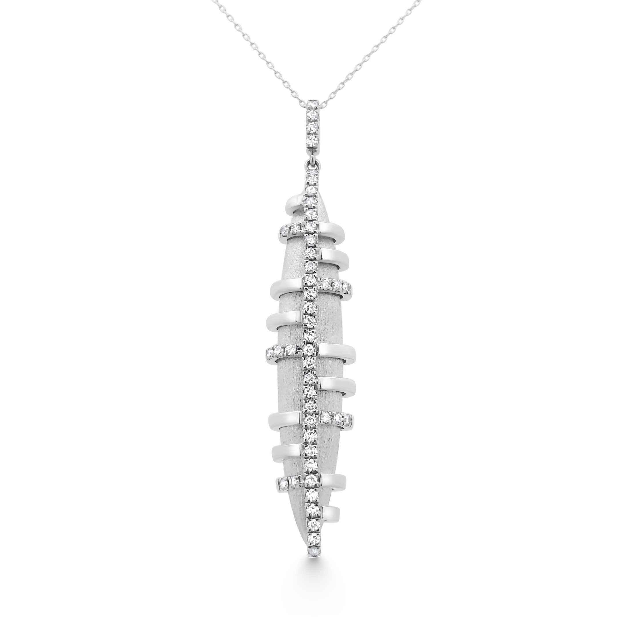 14K White Gold Brushed Diamond Pendant 0.40carat