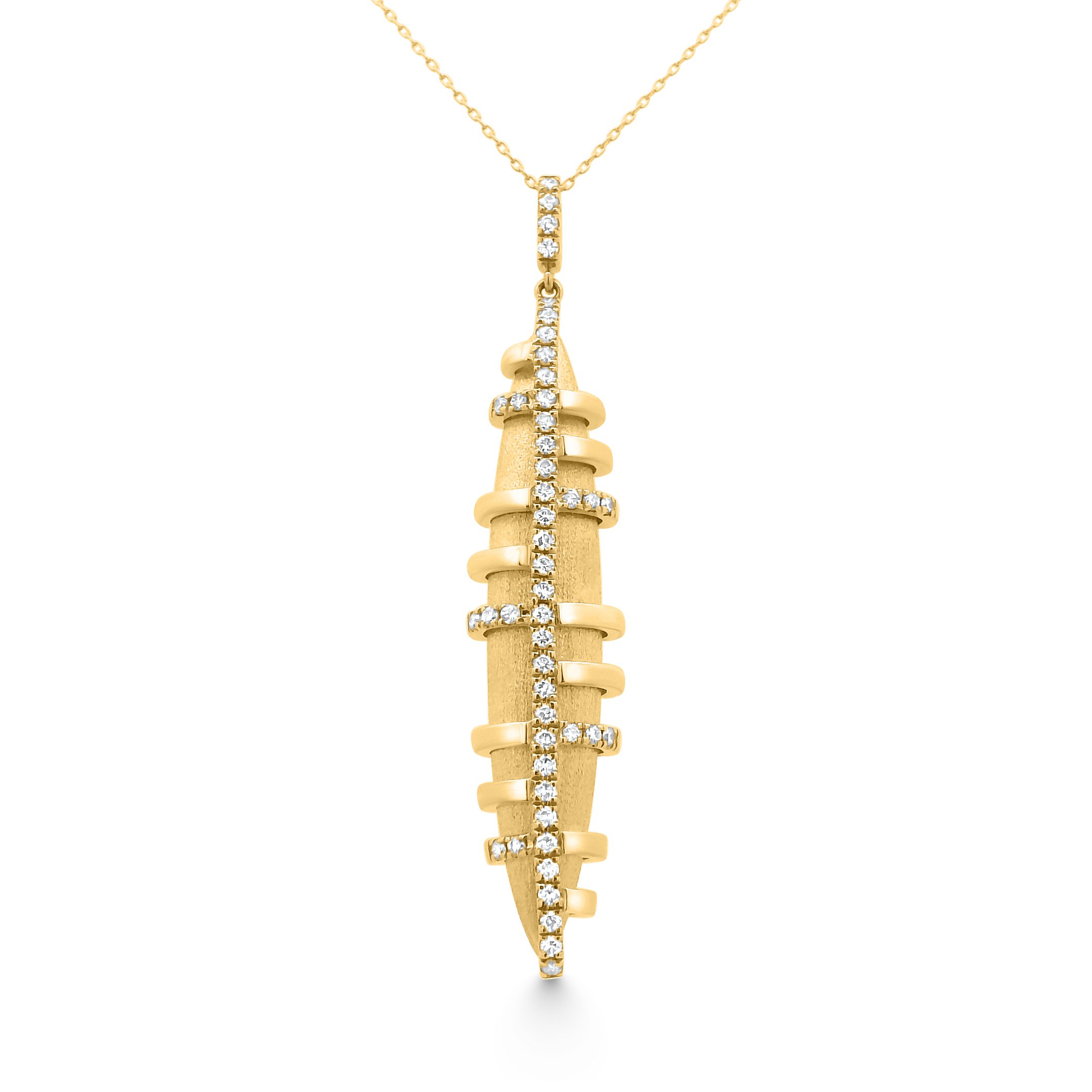 14K Yellow Gold Brushed Diamond Pendant 0.40carat