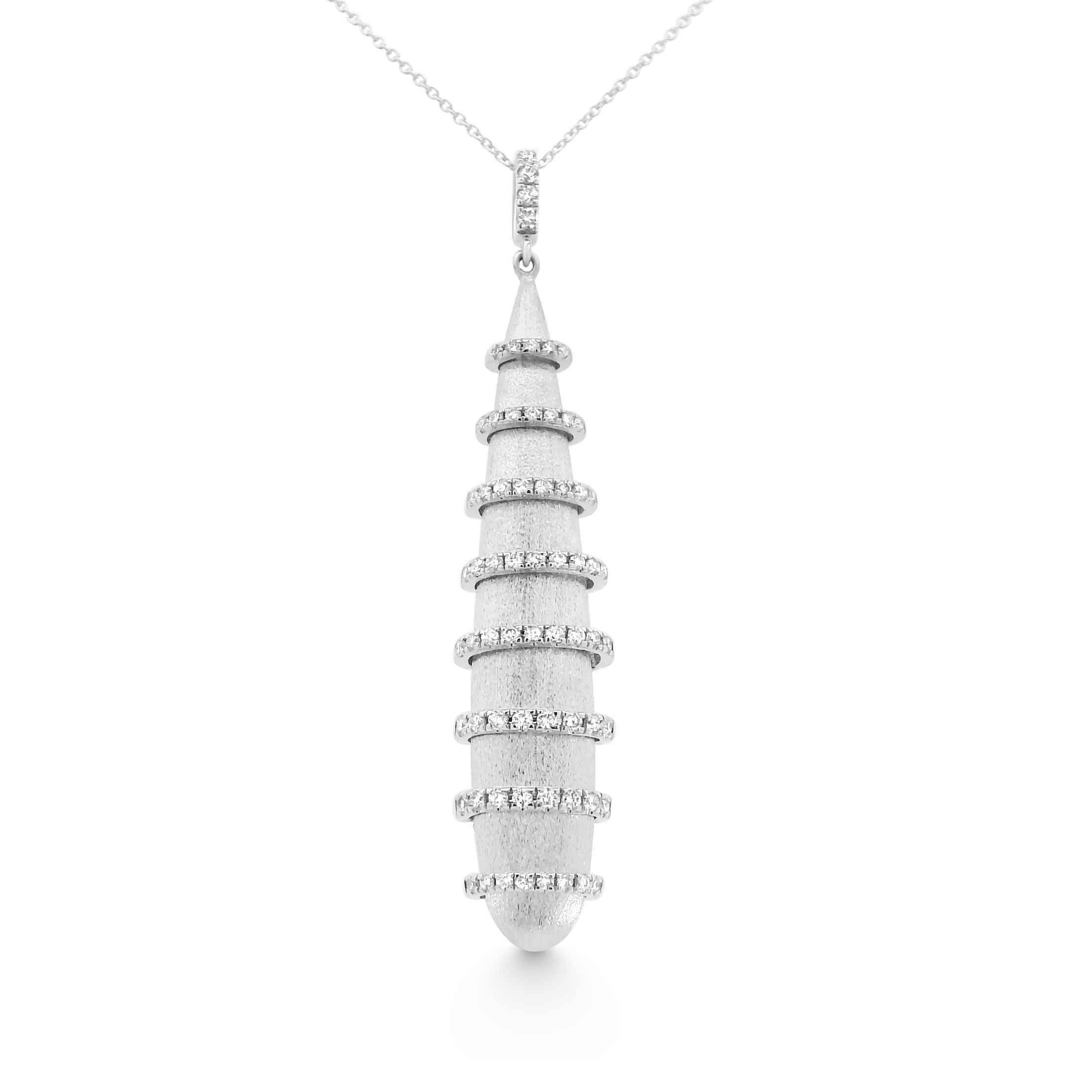 14K White Gold Brushed Diamond Pendant 0.40carat