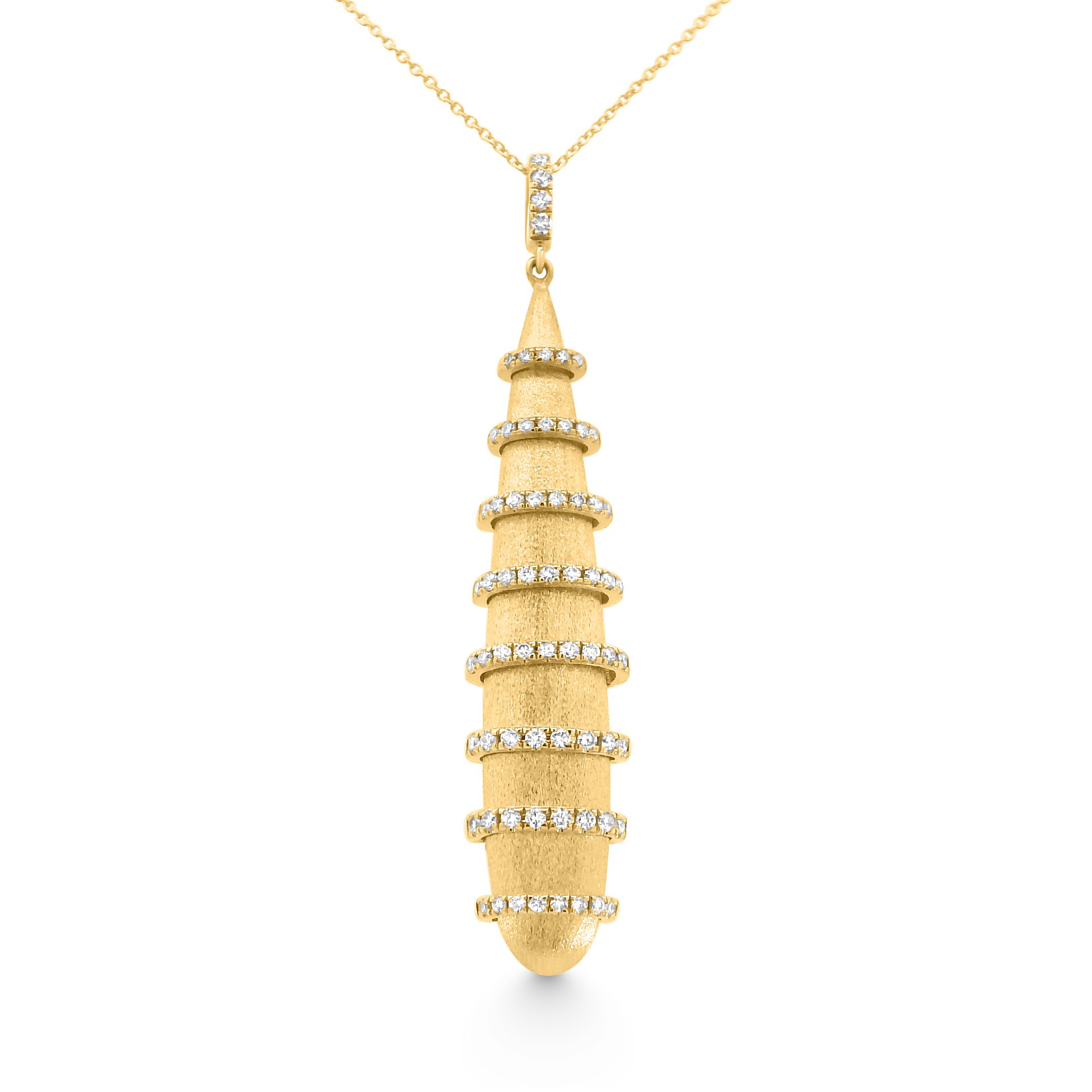 14K Yellow Gold Brushed Diamond Pendant 0.40carat